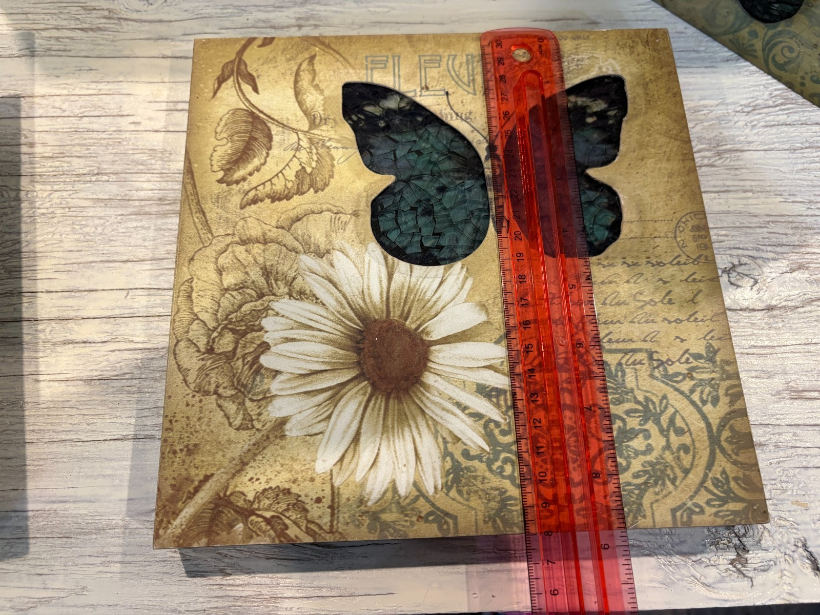 Butterfly Wall Decor Art Set 5 Square Plaques Nature Theme Home Decoration