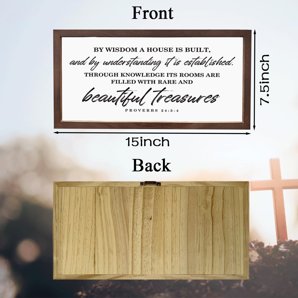 Christian Decor for Home Entryway Living Room, Farmhouse Wood Framed Sign 15×…