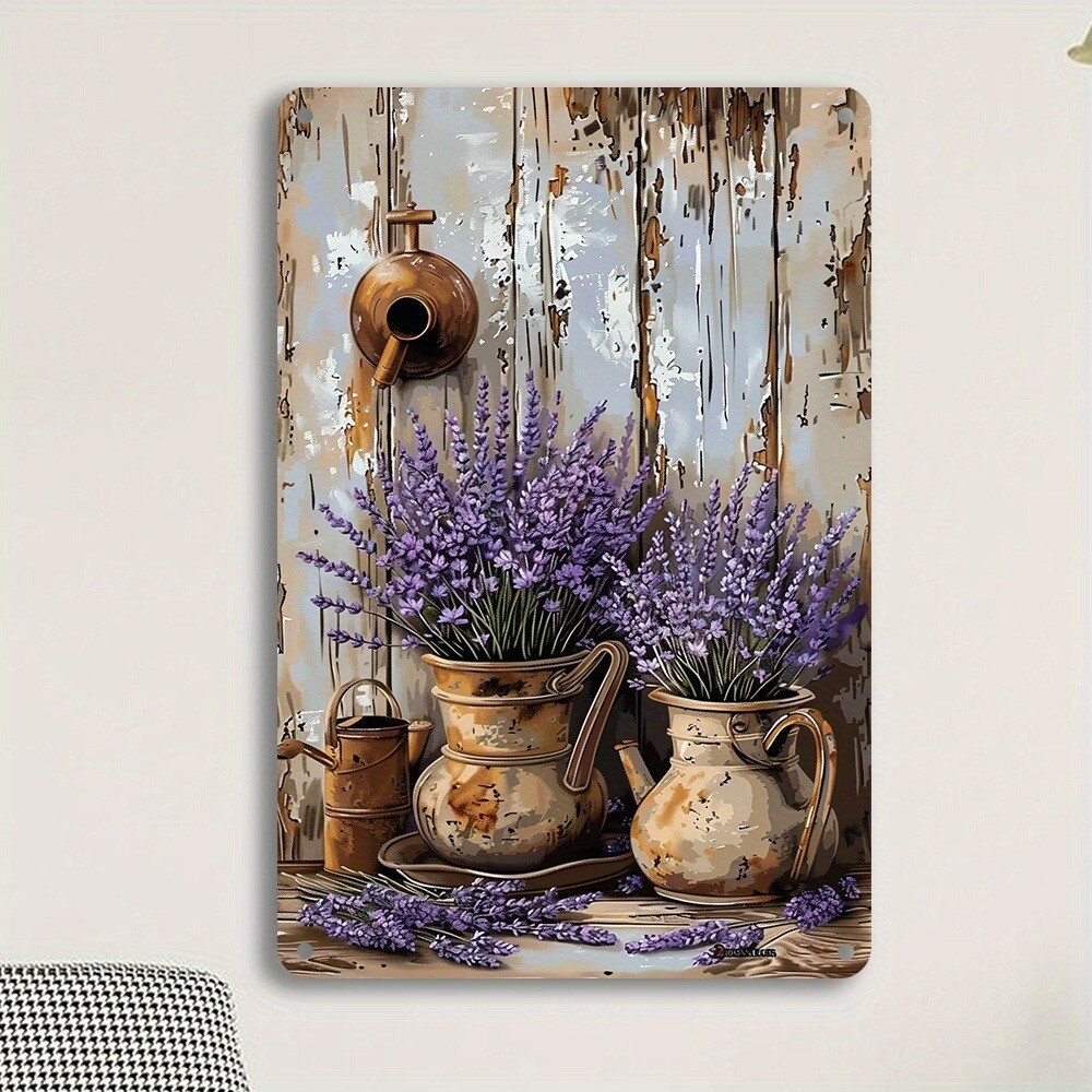 Lavender Wall Decor Tin Sign French Country Vintage Chic Signs Garden Yard 8×12″