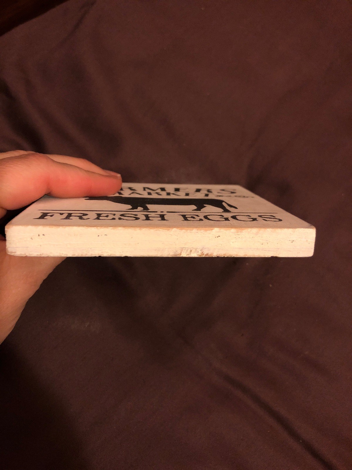 Farmhouse Wooden Plaque 4 1/2 In. Fresh Eggs. White & Black