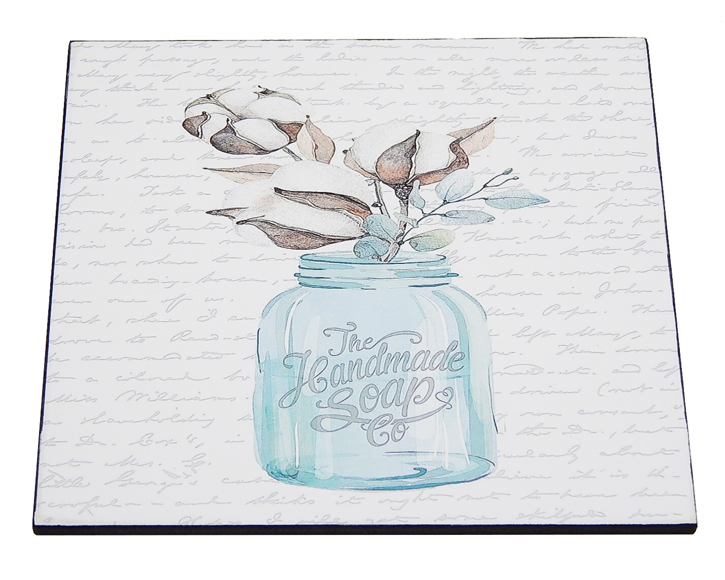 Farmhouse Bathroom Sign Shelf Sitter Wall Art Decor Print Soap Jar Cotton 5″ x 5
