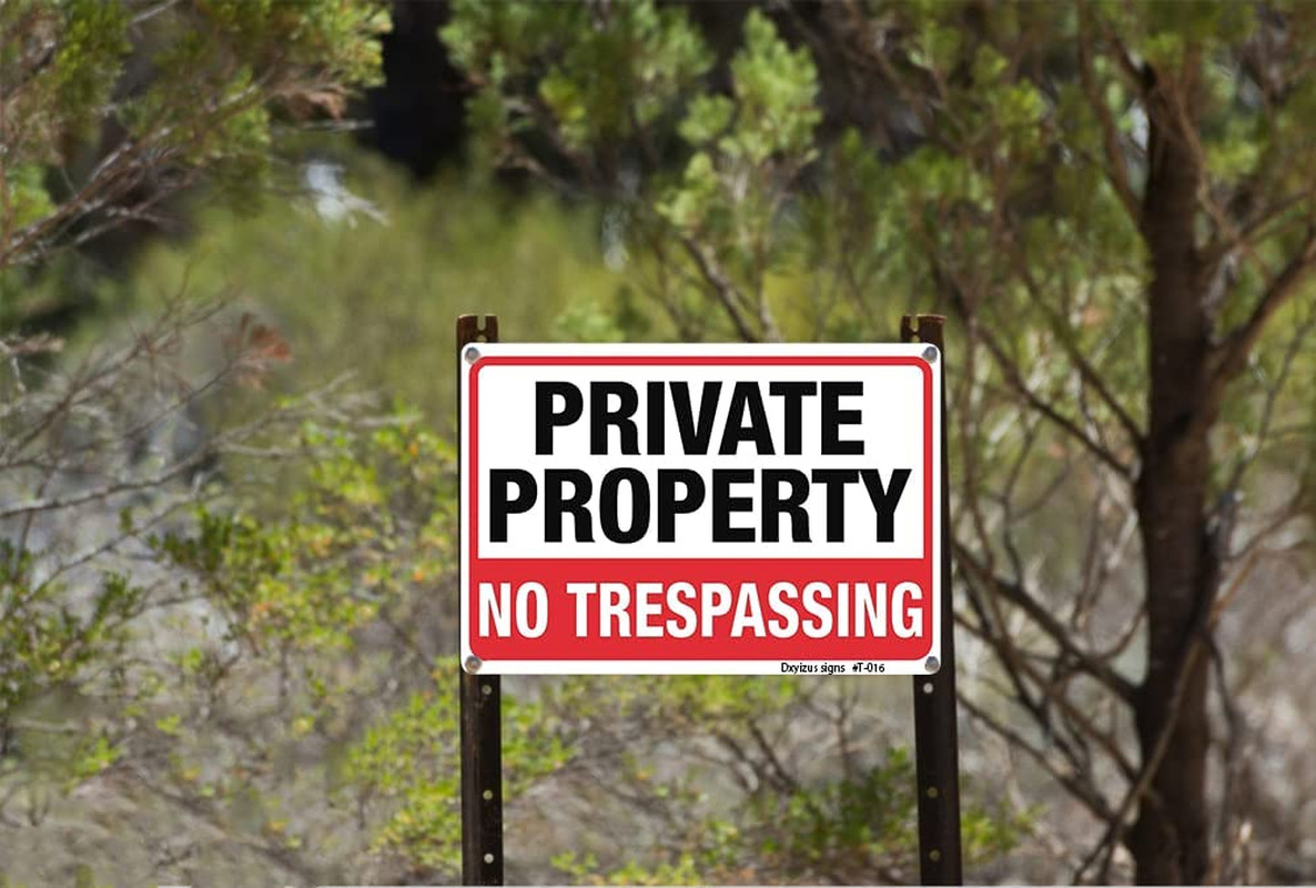 Large No Trespassing Signs Private Property, 10X14 Inch Aluminum, 4 Pack | Rust-
