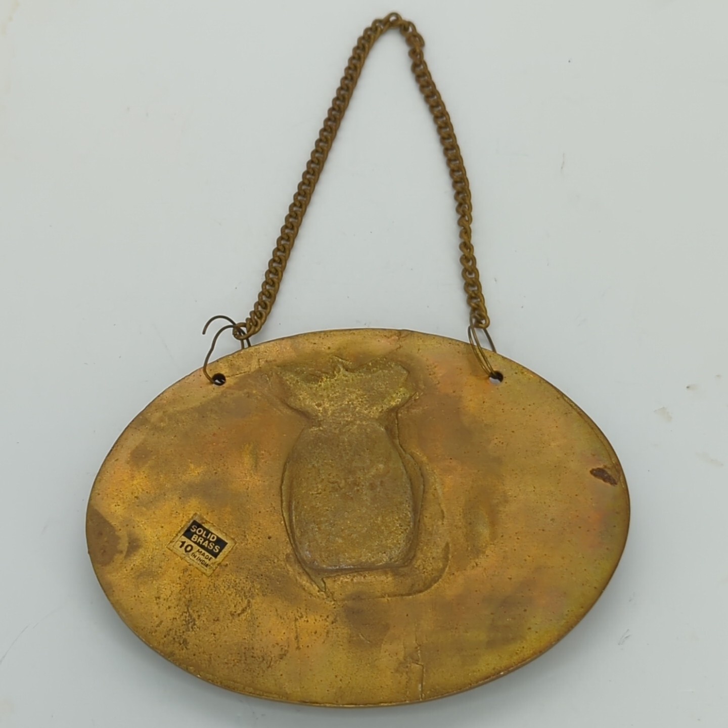 Brass Pineapple Welcome Hanging Plaque 4.5″ x 3.5″ Oval Made in India