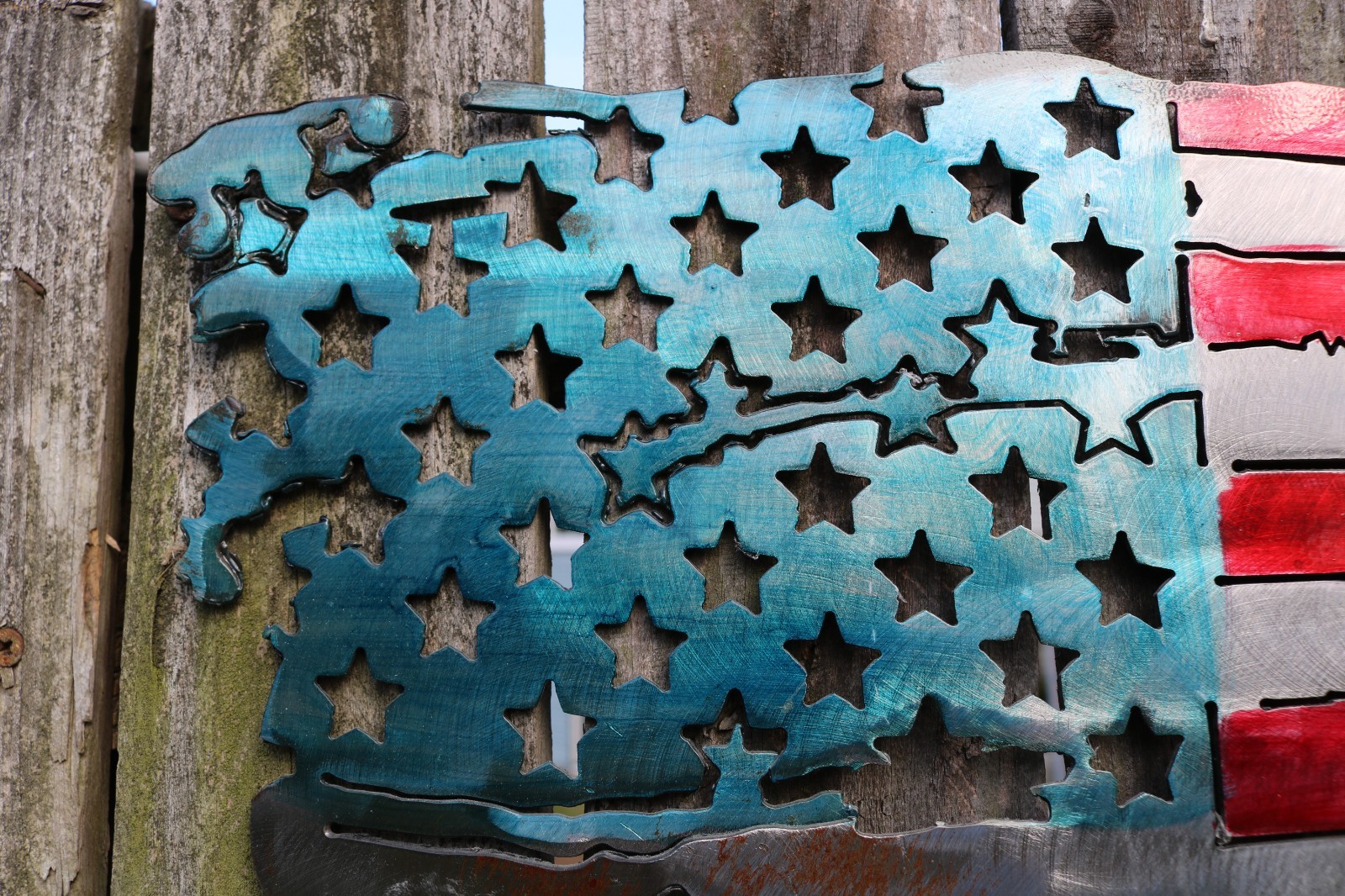 Large Tattered American Flag Metal Art 3D Distressed USA Steel Wall Sculpture
