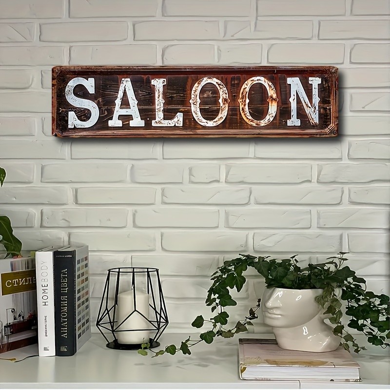 Saloon Distressed Rust Metal Sign Western Bar Man Cave Wall Decor Tin Plaque