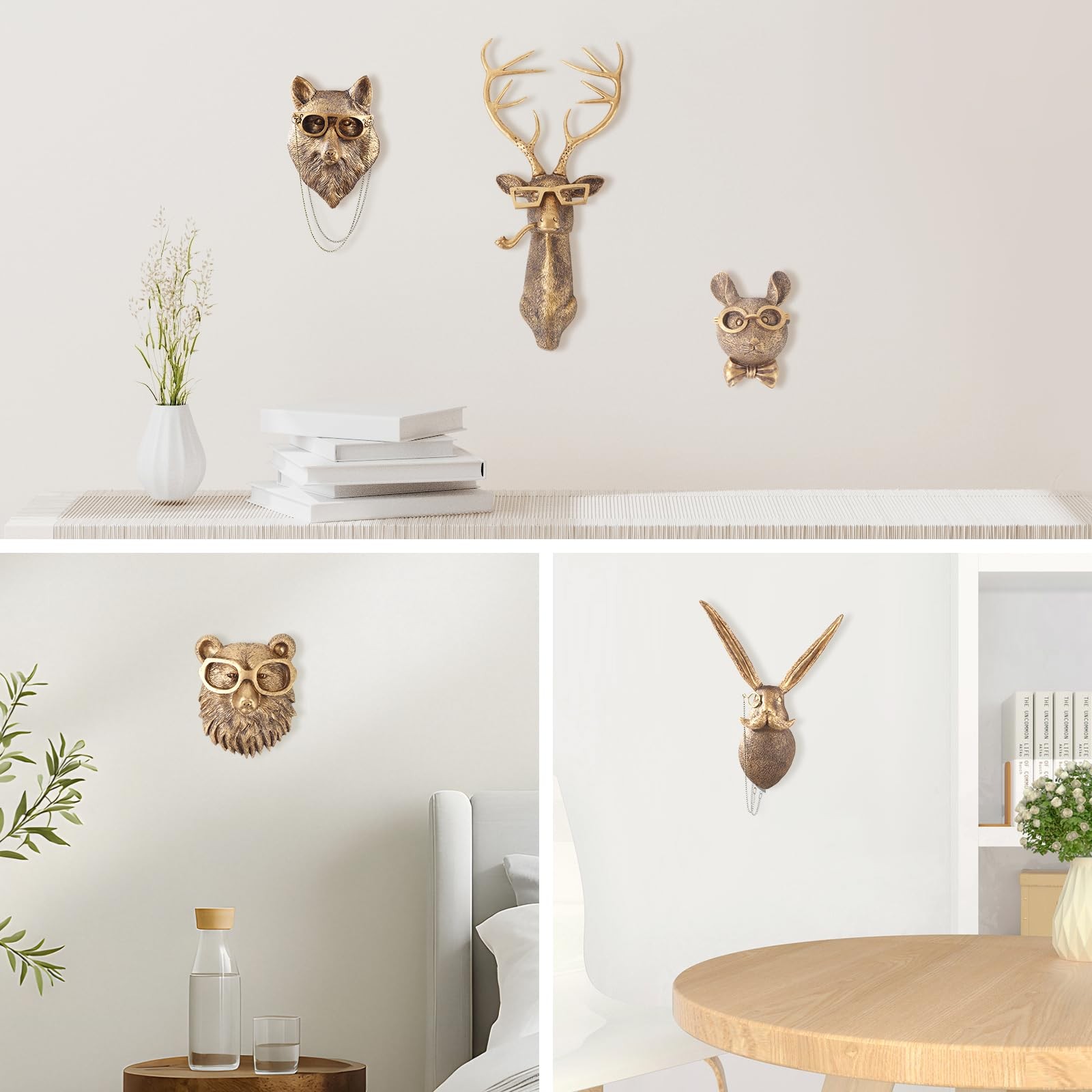 Gold Animal Head Wall Decor Wall Sculpture Home Decor Statue for Living Room …