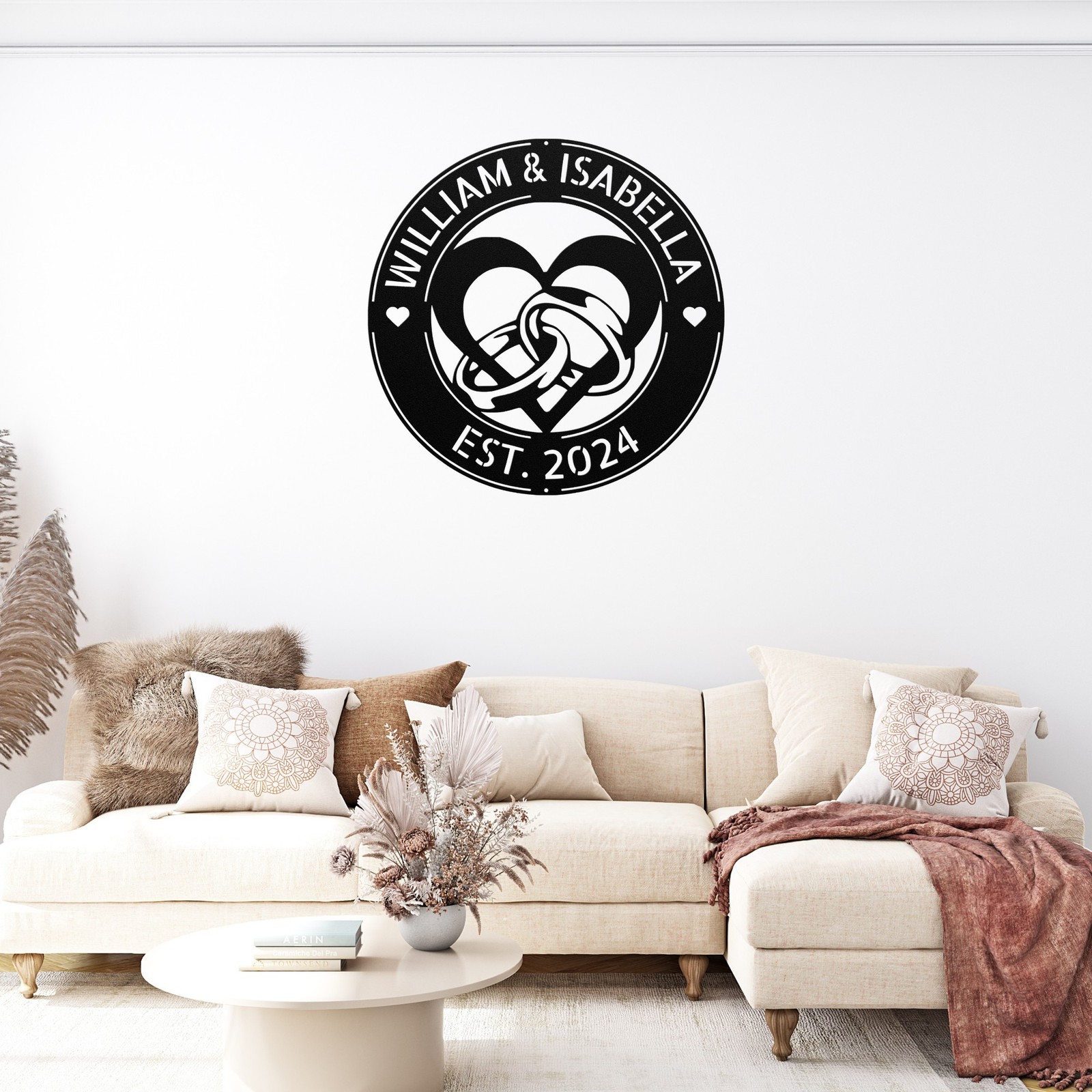 Personalized Ring Heart Metal Wall Art Sign Home Decor Engagement Wedding Gifts