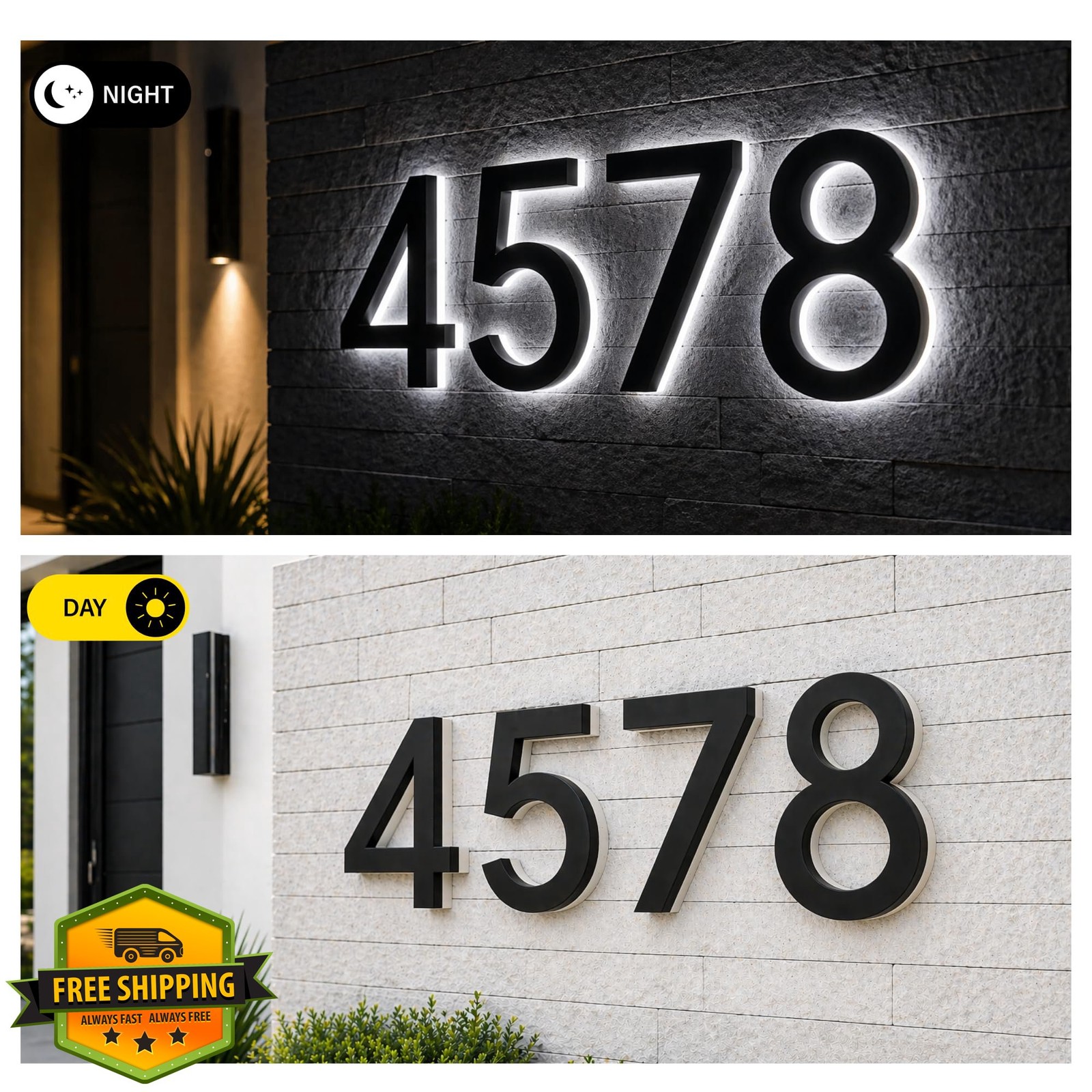 LN LUMANUMBERS 5″ LED House Number 4 Black