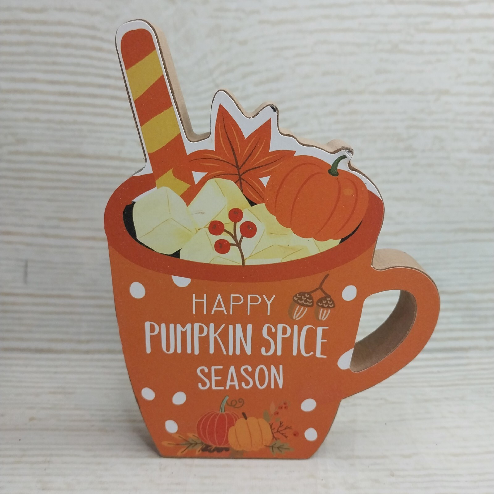 New! “Happy Pumpkin Spice Season” Latte Coffee Cup Mug Wood Sign Fall Halloween