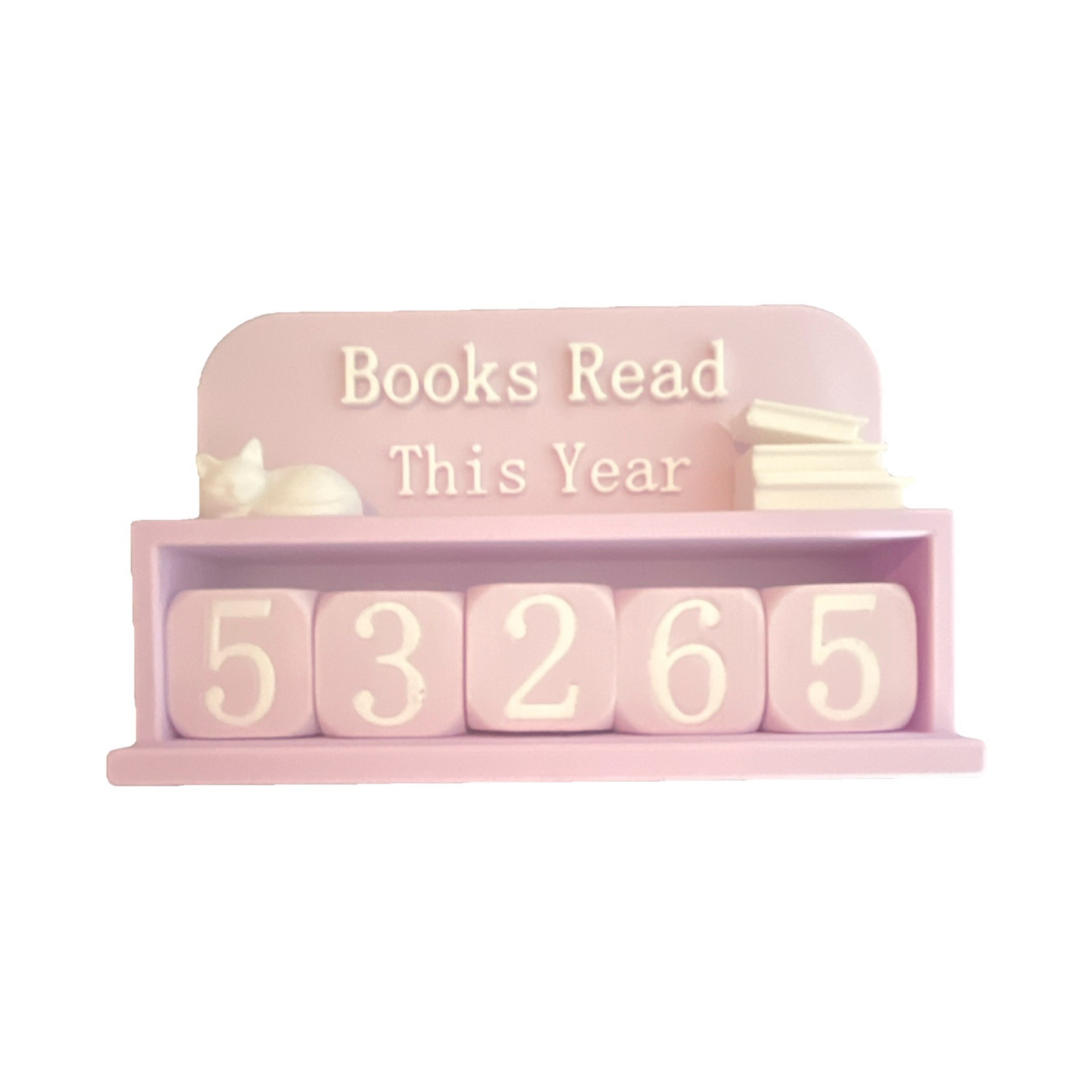 Books Read This Year Purple& White Wooden Counter Sign, Rectangle, Free Standing