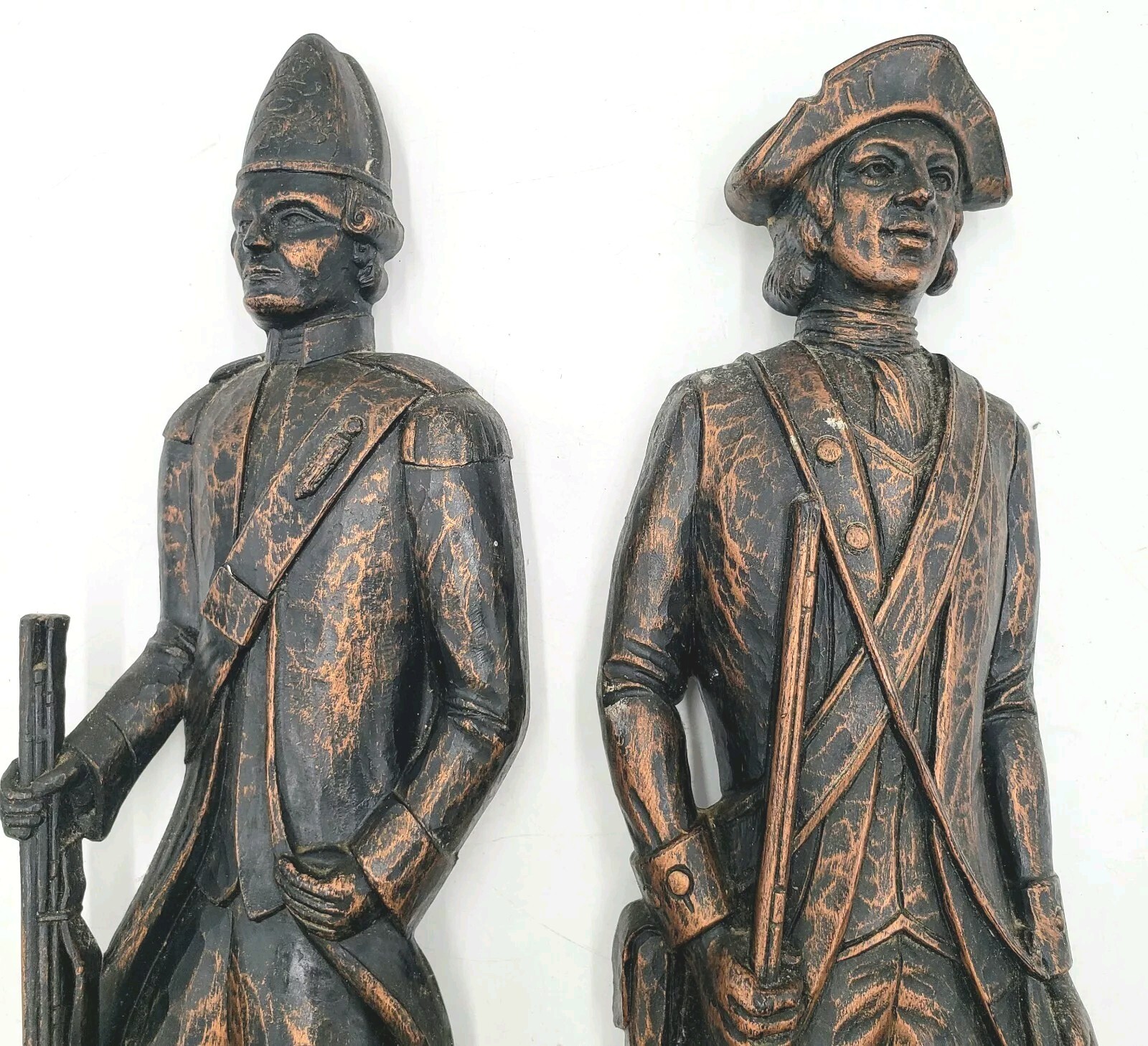 1971 Dart Revolutionary War Soldiers Wall Plaque Set 19×5.5 In Bronze Resin USA