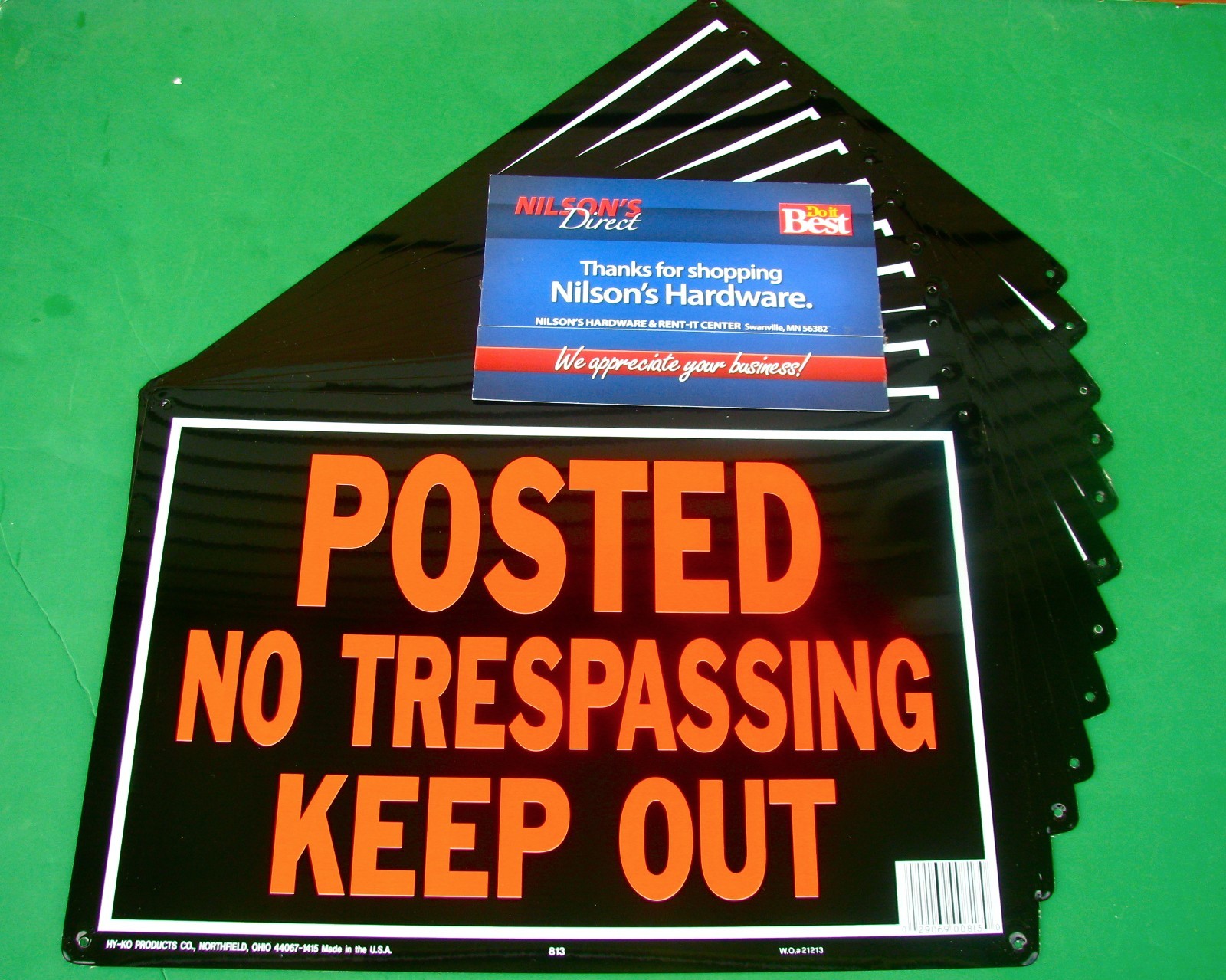 (12)-Hy-Ko 10×14 Day-Glo Aluminum Sign, Posted No Trespassing Keep Out Model:813