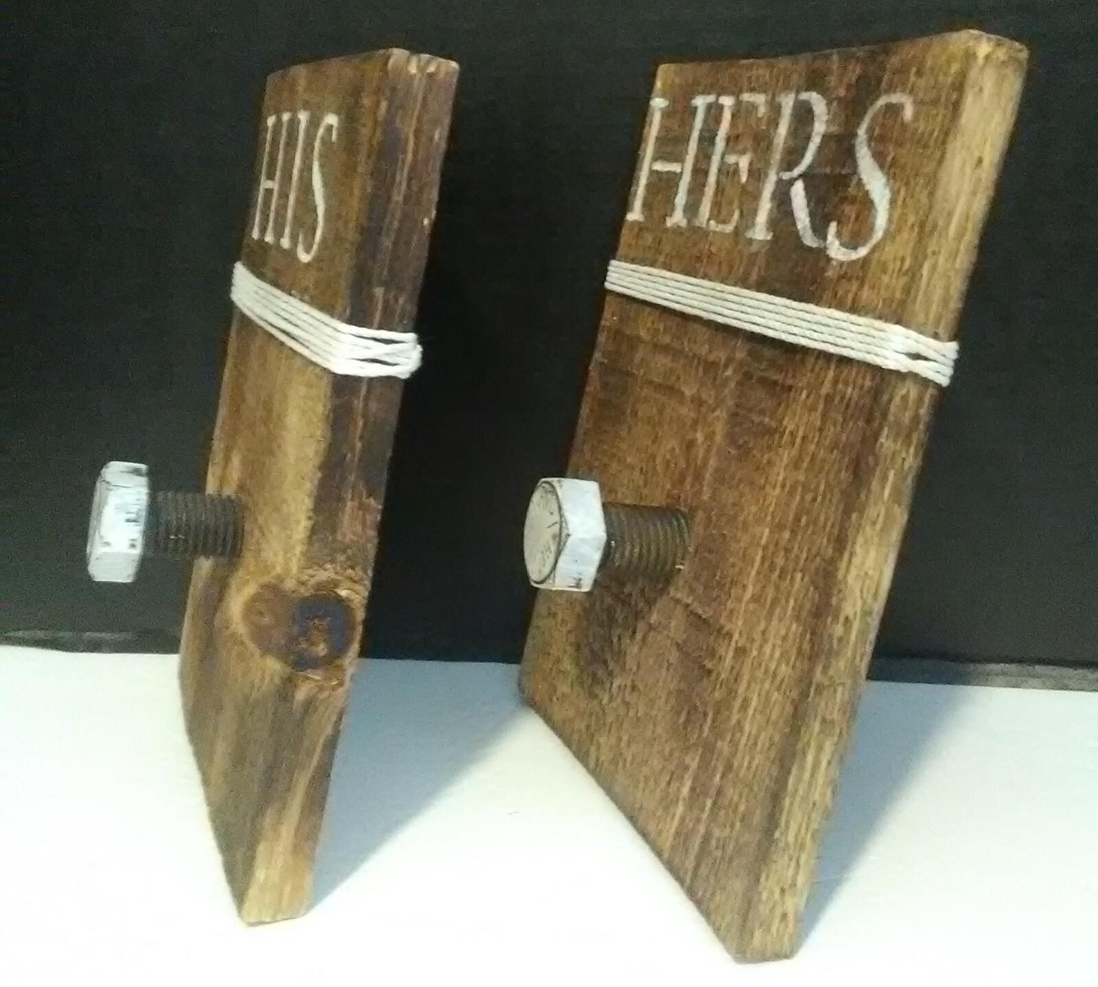 His & Hers Rustic Wood Closet Door/Wall Signs/Plaques 8″H x 6″W x 0.75″D