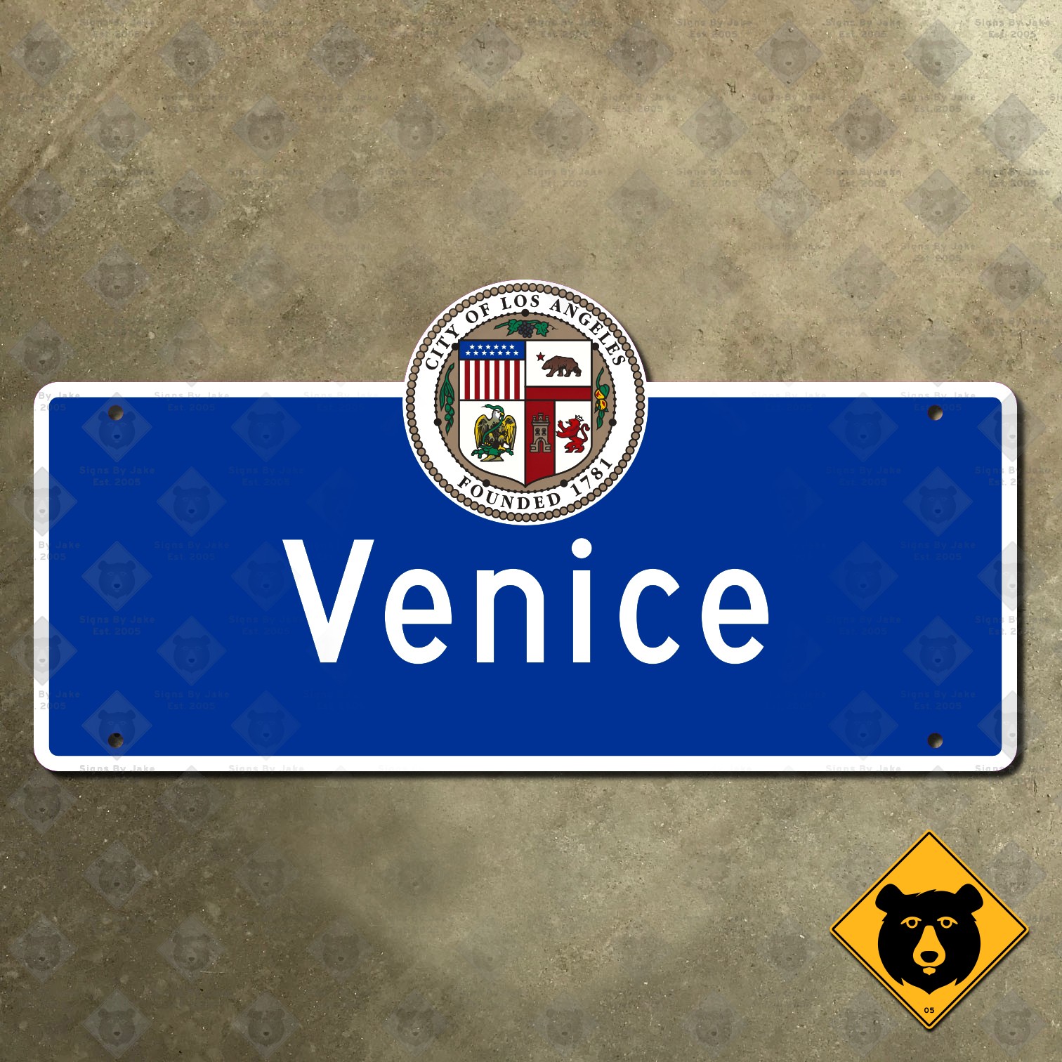 Venice Los Angeles California boundary road street sign welcome limit 24×12