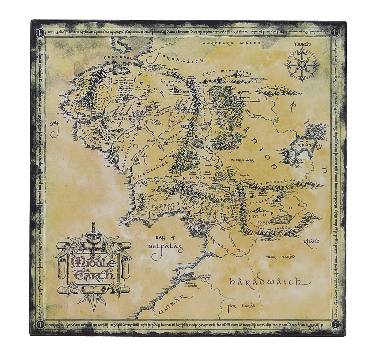 The Lord Of The Rings Hobbit Middle Earth Map Sign Shelf Sitter Wall Art 5″x5″