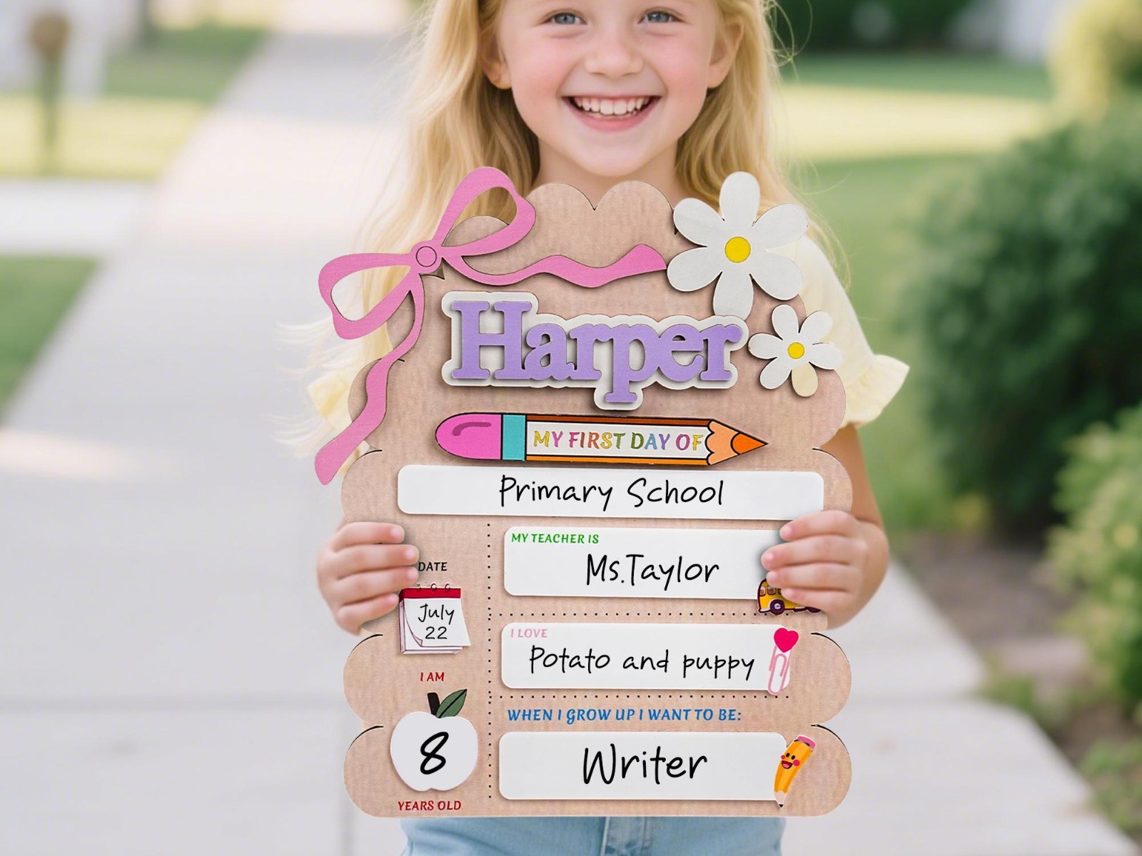 Custom First & Last Day School Sign, Reusable Back to School Board