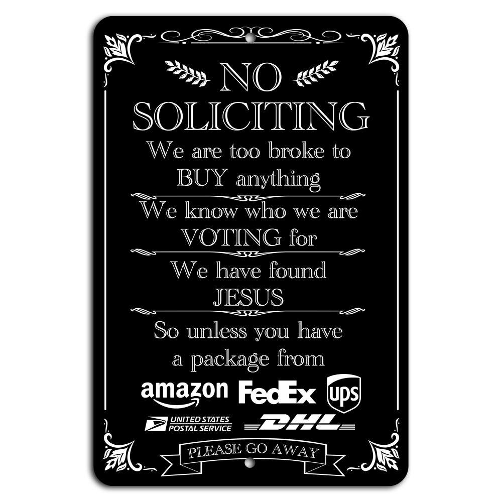 Black No Soliciting Sign – Deliveries Only, Please Go Away