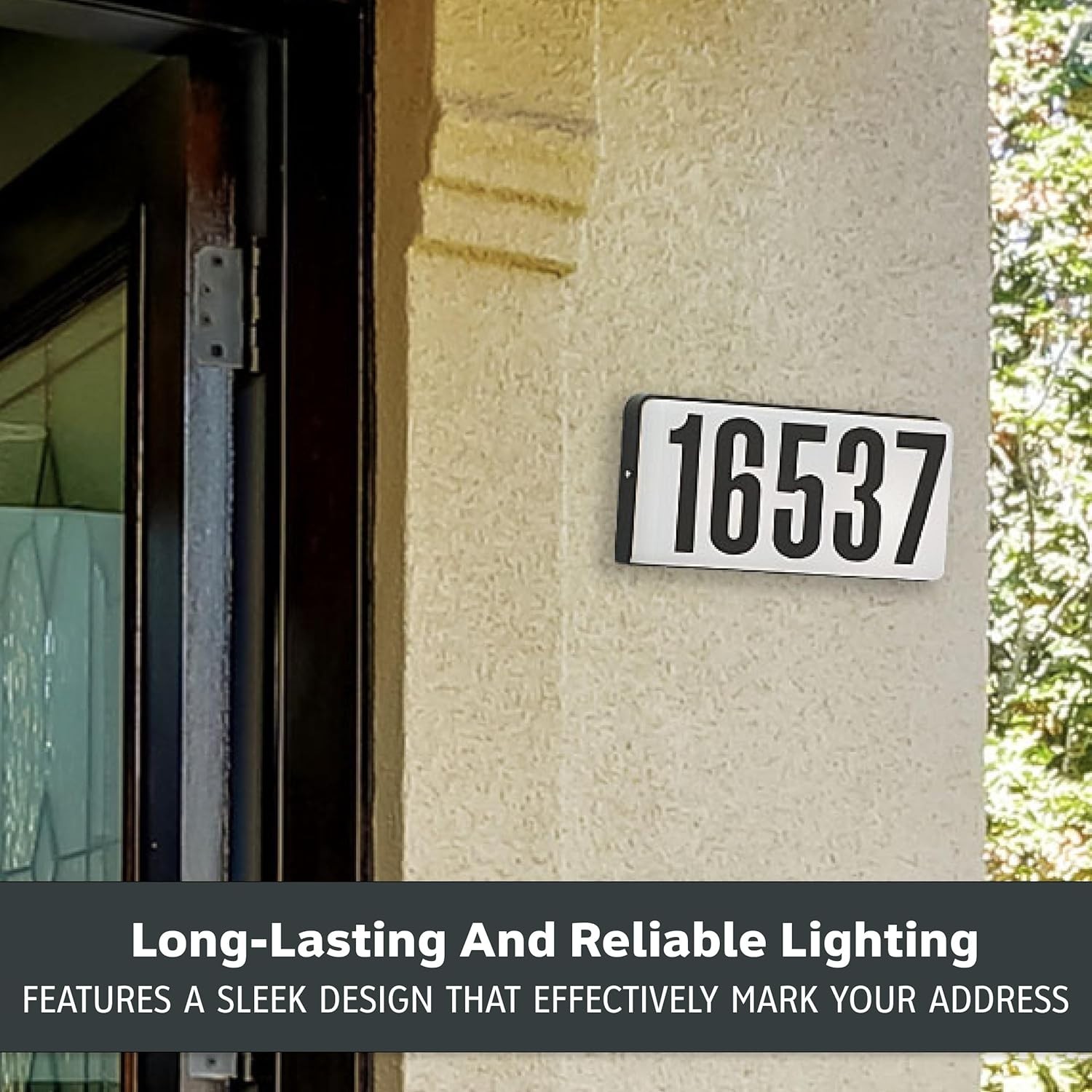 Lighted House Number Sign, 2-Light Outdoor Home Address Plaque, 10 Inch, Black,