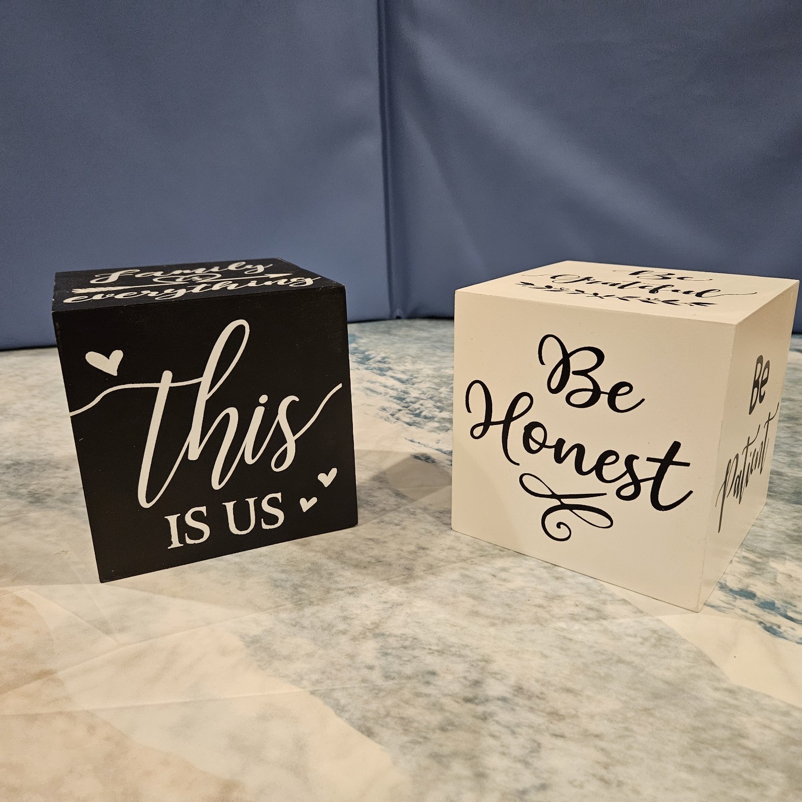 Inspirational Wood Block Decor Set Of 2 Reversible Blocks 6 Sides Farmhouse