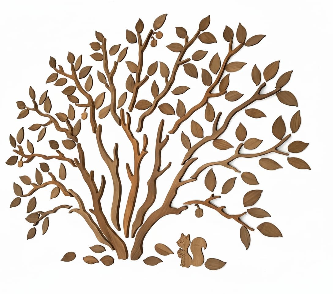 Large Handmade Solid Wood Oak Tree Wall Art, Tree of Life Wall Decor for Livi…