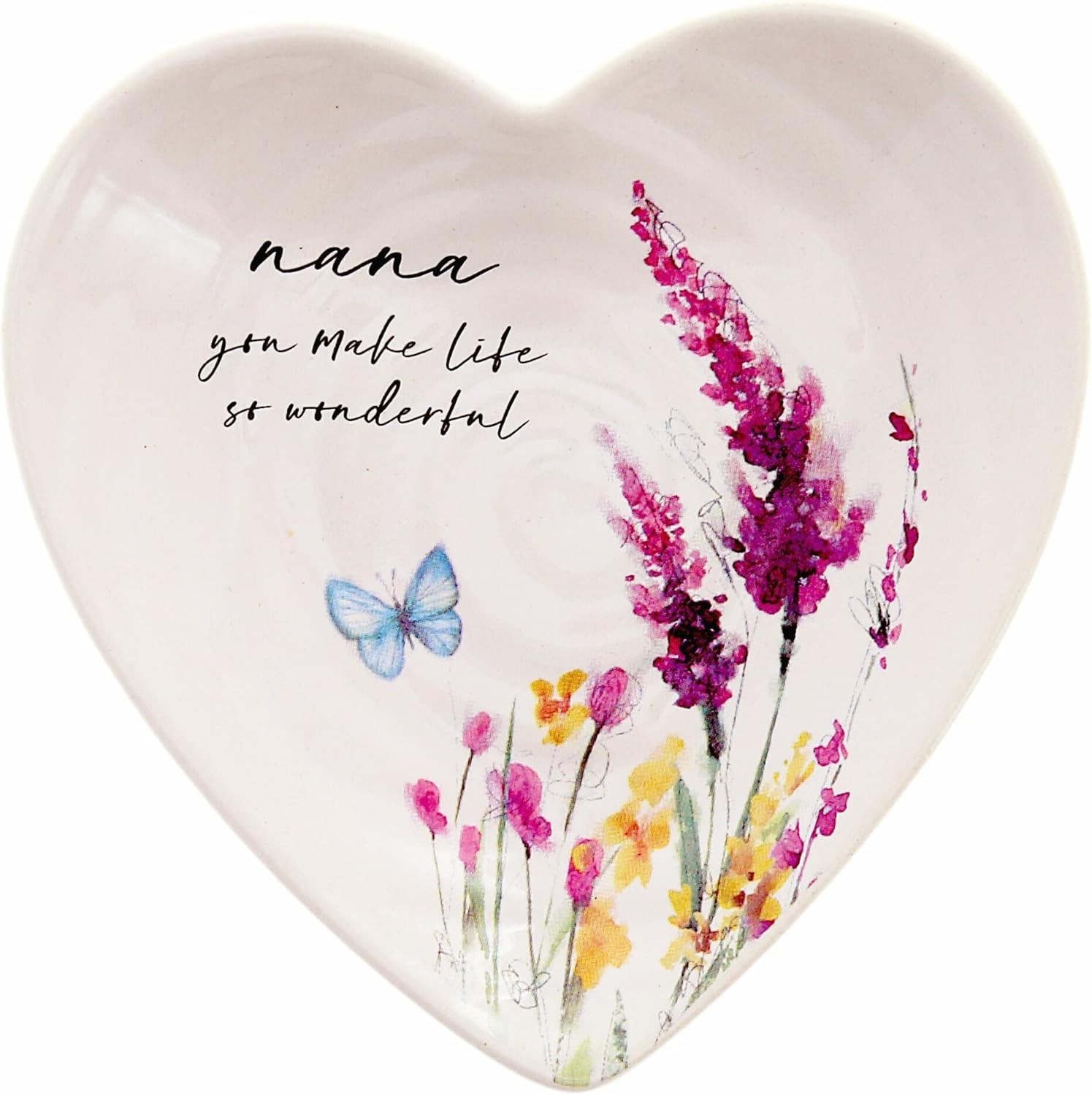Nana – Ceramic Heart-Shaped Keepsake Floral Dish, You Make Life Wonderful 4.5in