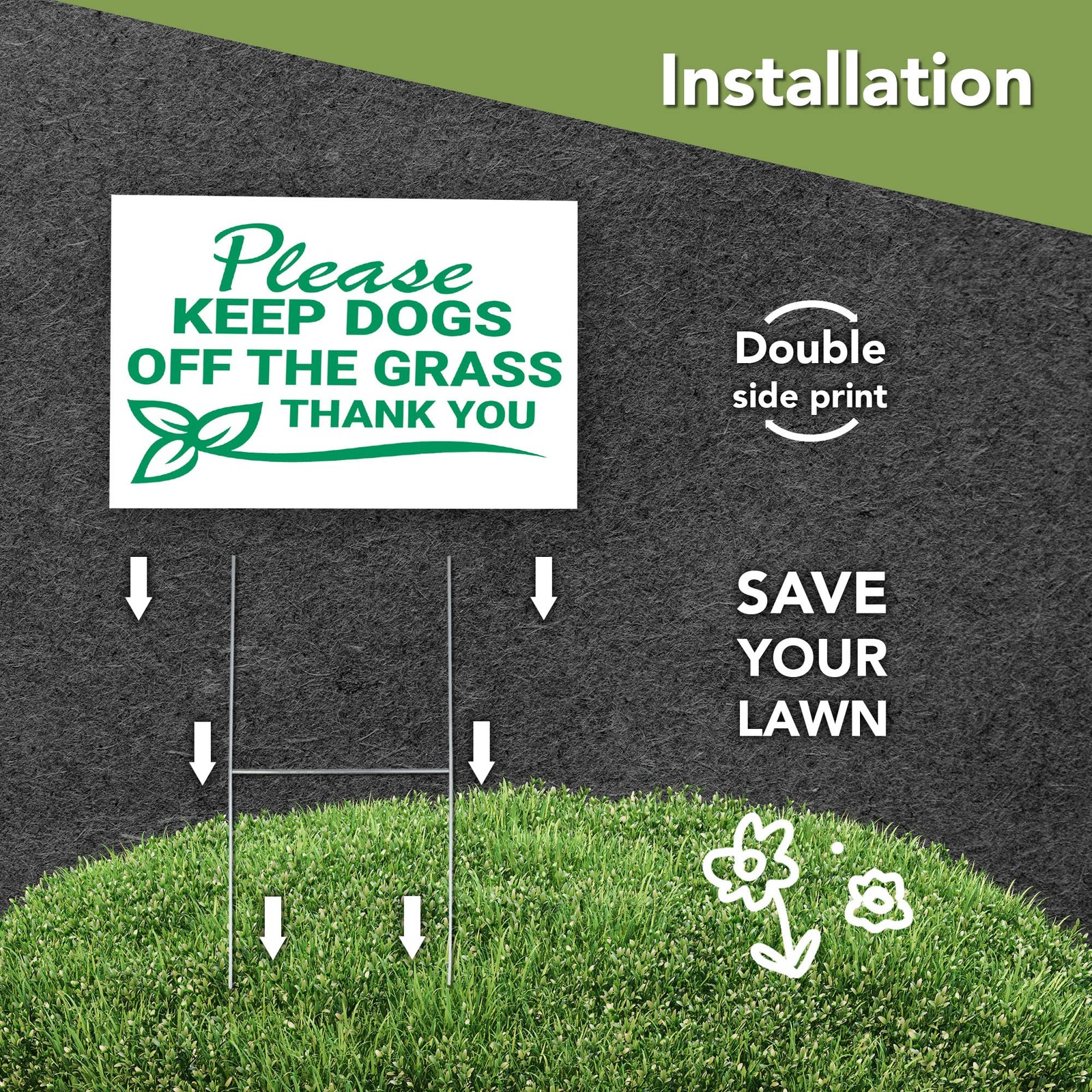 2 PC Keep Dogs Off Grass Signs 8×12 Coroplast Lawn No Pets on Yard