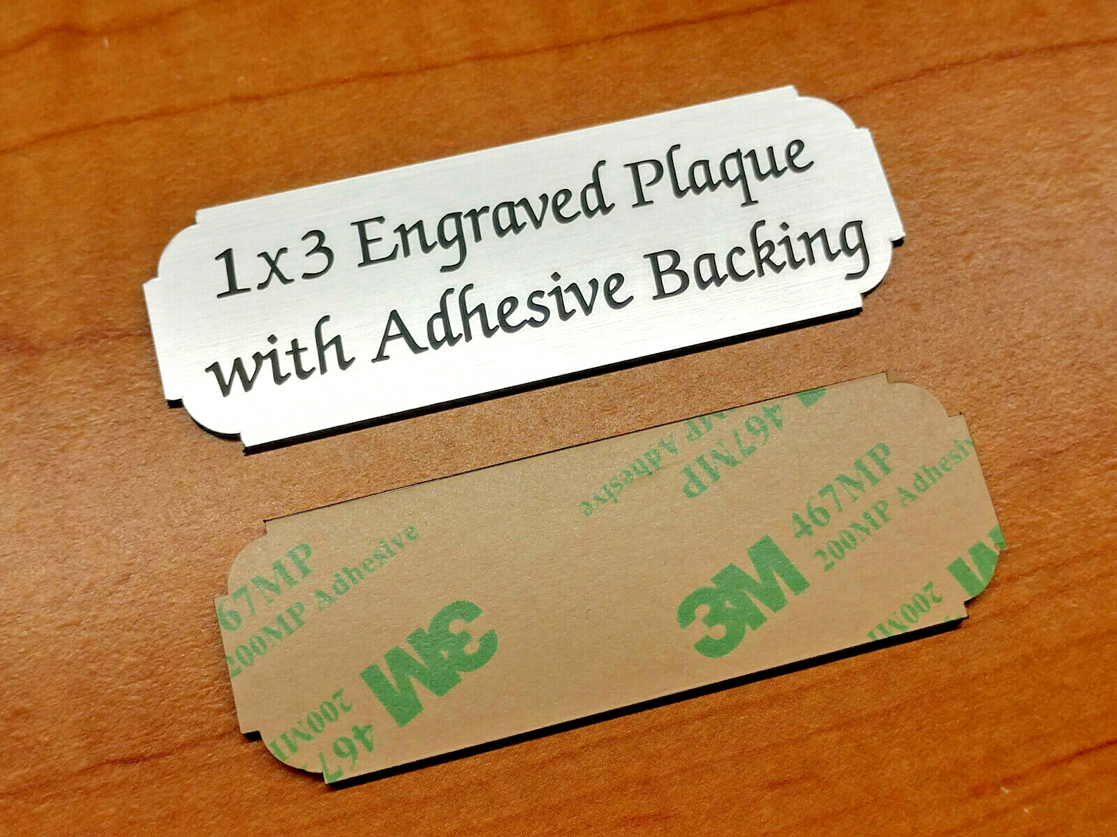 Custom Engraved 1×3 Silver Plaque Tag Plate Personalized Calligraphy Script Font