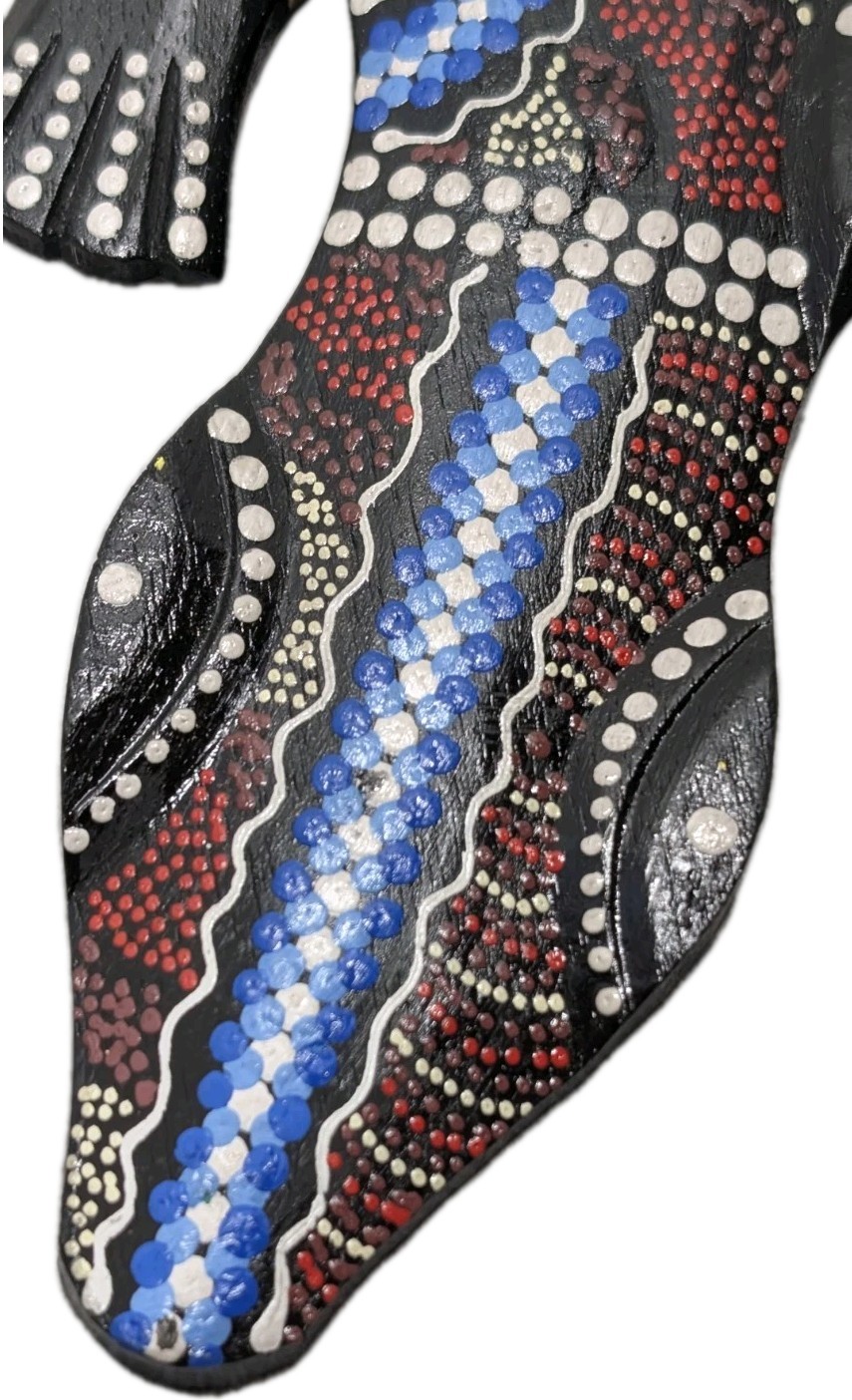Hand Painted Gecko Wall Hanging Aboriginal Dot Art 19.5″ Assorted Color