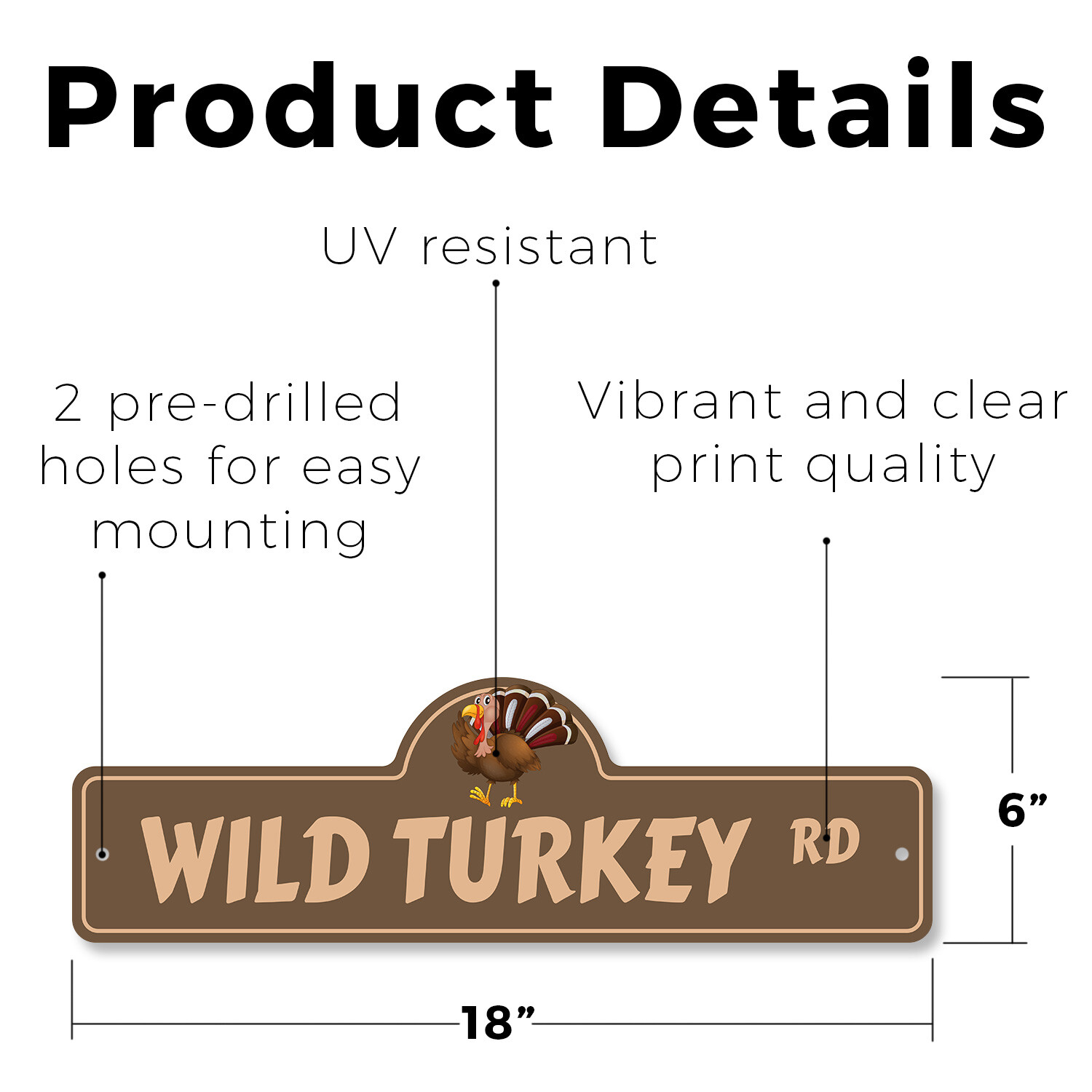 Wild Turkey (3 Pack) Plastic Street Sign Crossing Warning Vintage Rustic Beware