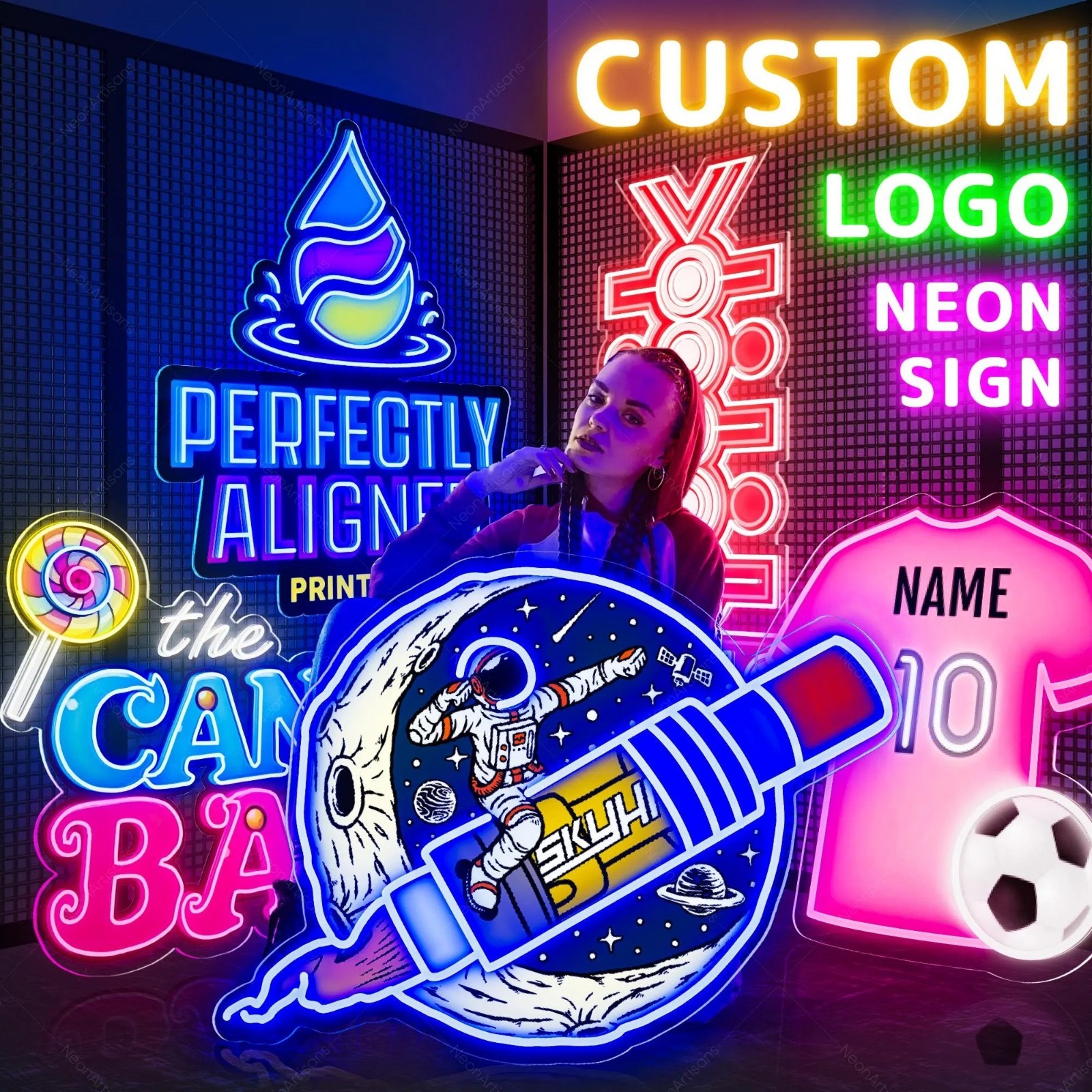 Custom Logo Neon Sign Personalized Logo Acrylic Sign UV Printing Sign Wall Decor