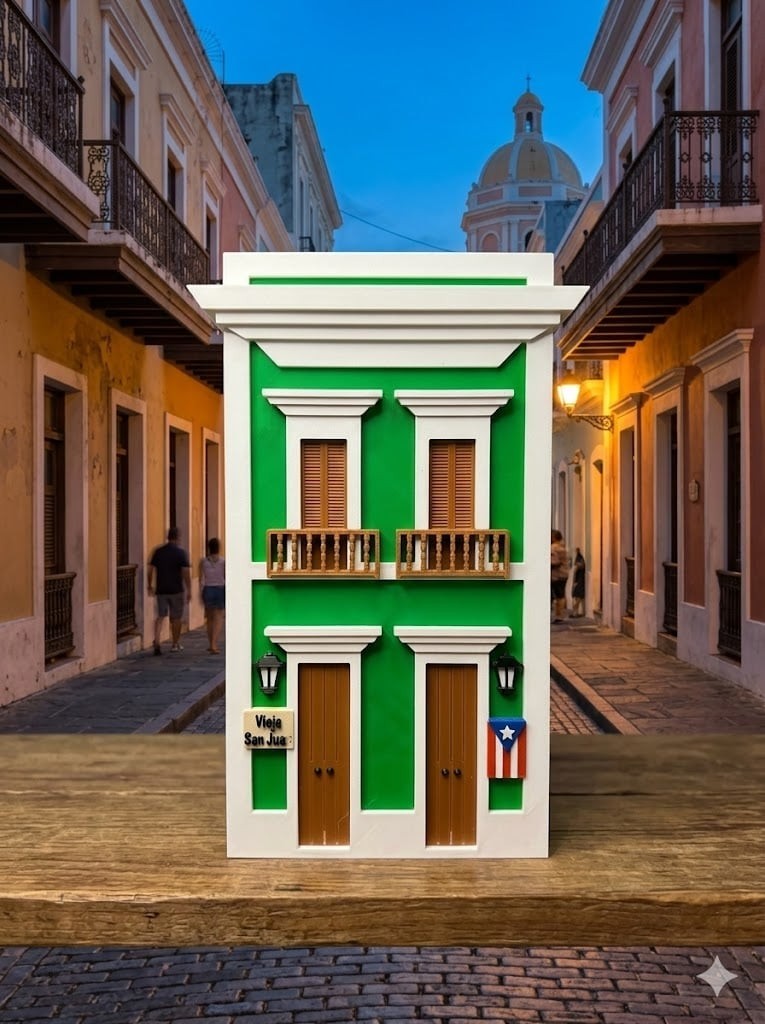 Miniature Casita Calle Tetuan Old San Juan Puerto Rico Decorative House Wall Art