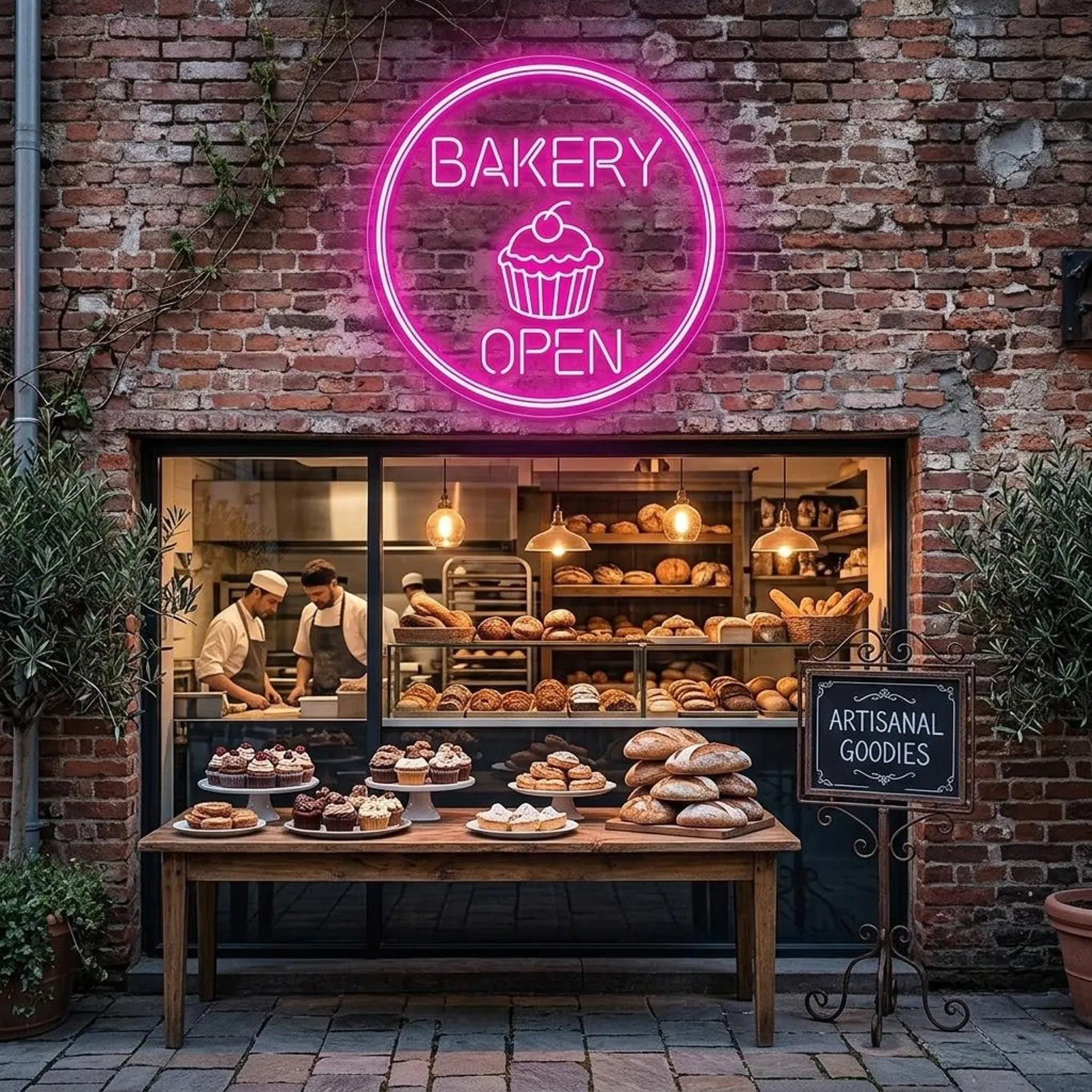 Bakery Open Neon Sign Custom Bakery Shop 3D Engraved Acrylic Open Sign Decor