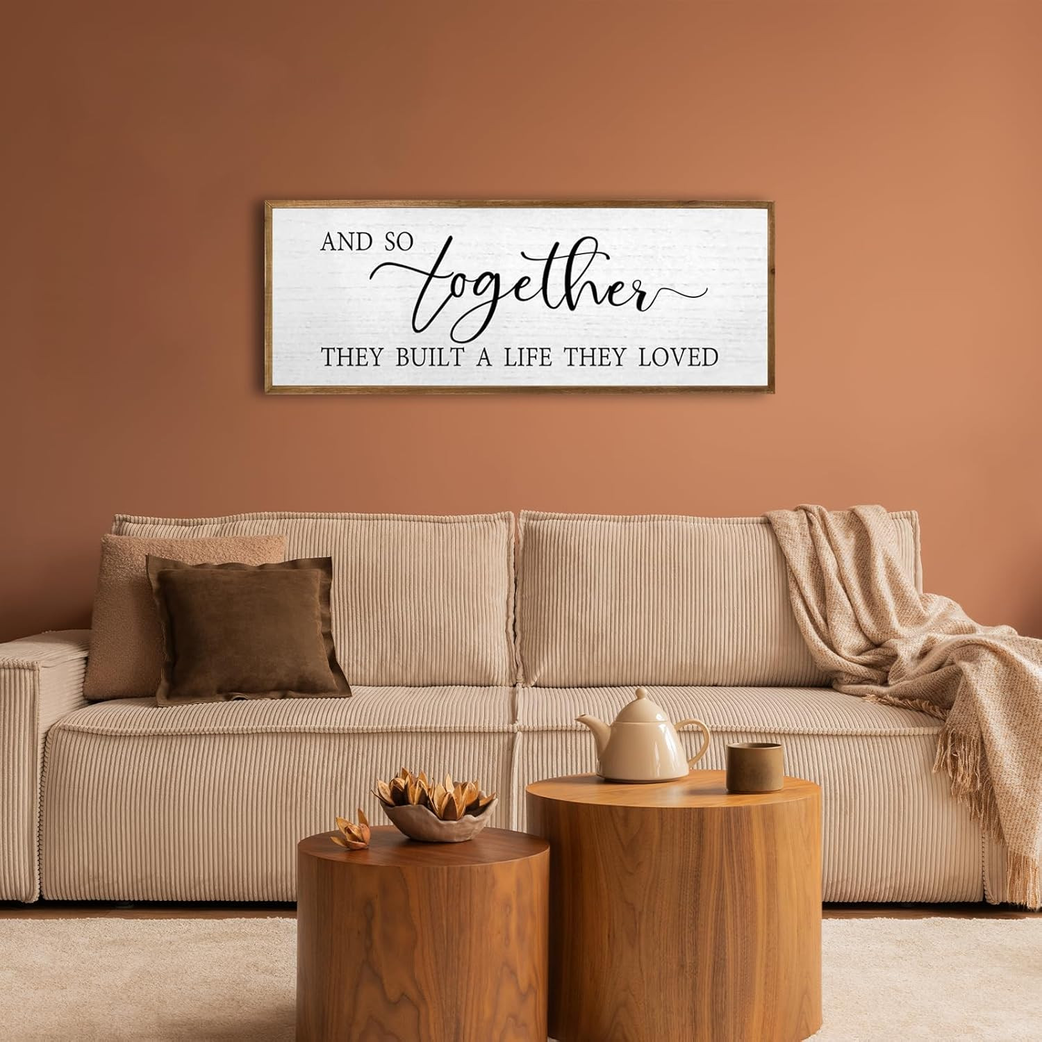 Rustic “Together They Built a Life They Loved” Wall Decor for Bedroom 40″x15