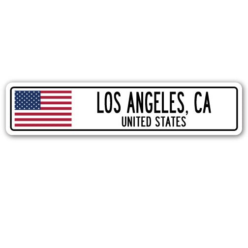LOS ANGELES CA UNITED STATES Street Sign American flag city country gift