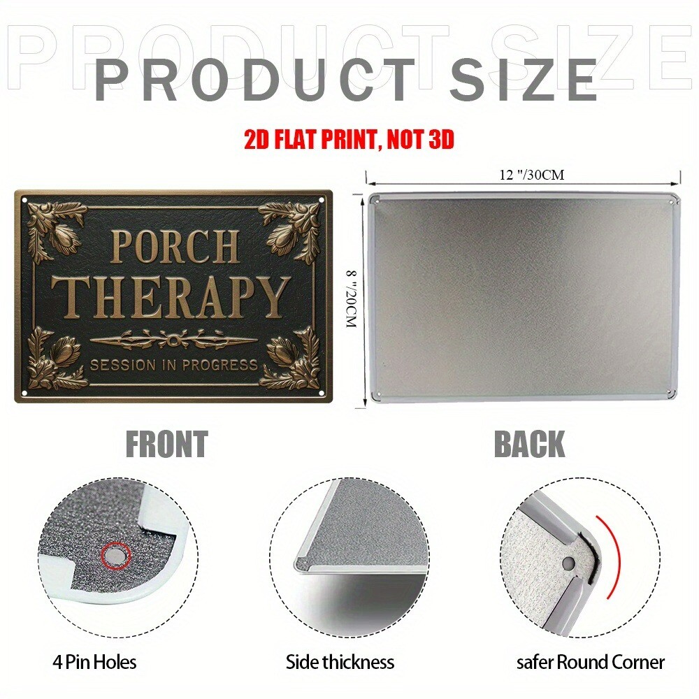 Vintage Tin Sign Porch Therapy Session in Progress Wall Decor Front/Back Porch