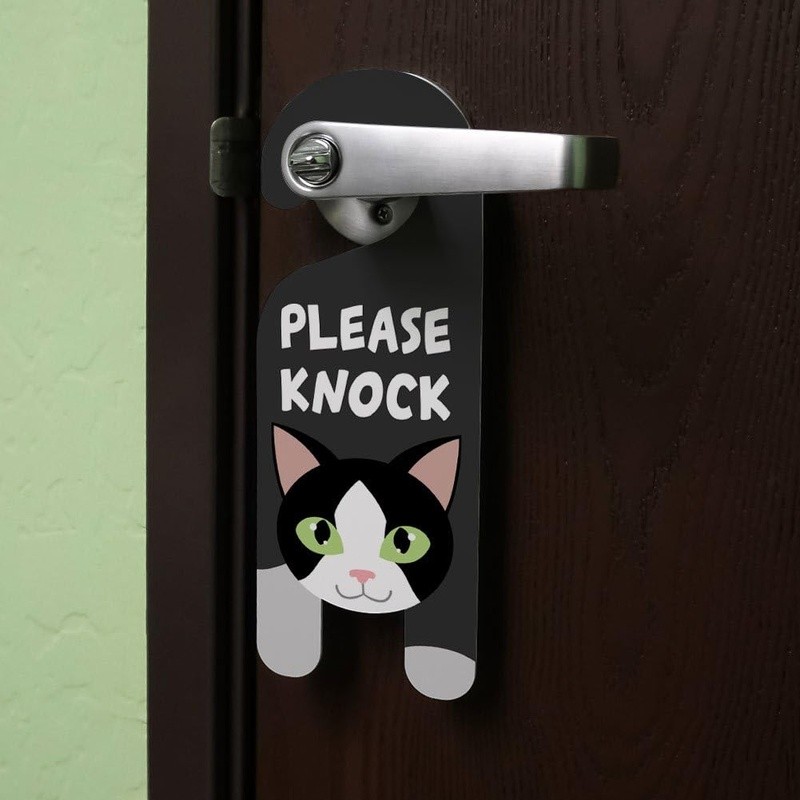 Durable Plastic Door Sign Please Knock Indoor Outdoor Universal Size Mount New