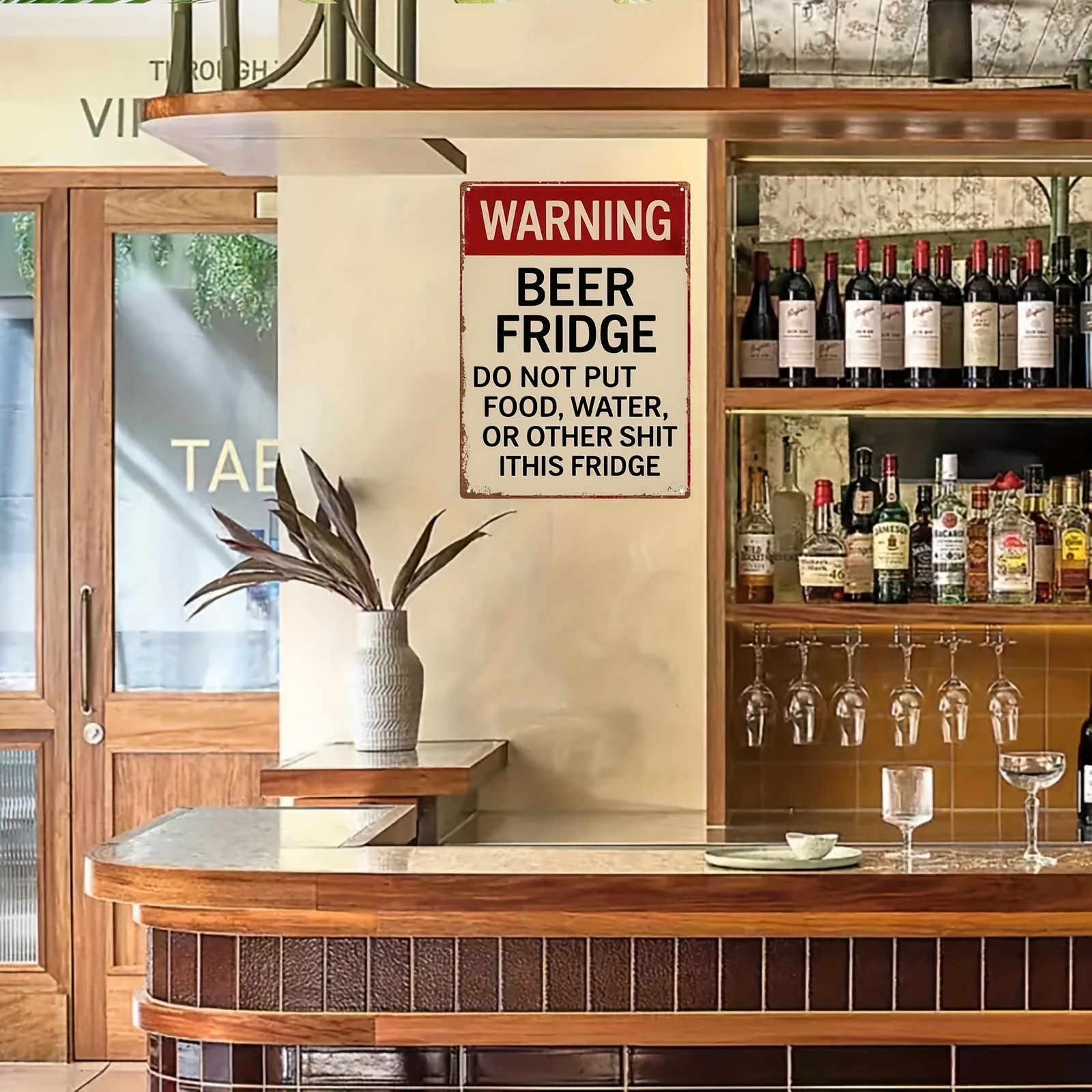Warning Beer Fridge Only Metal Sign Funny Humor Wall Decor for Man Cave & Bar