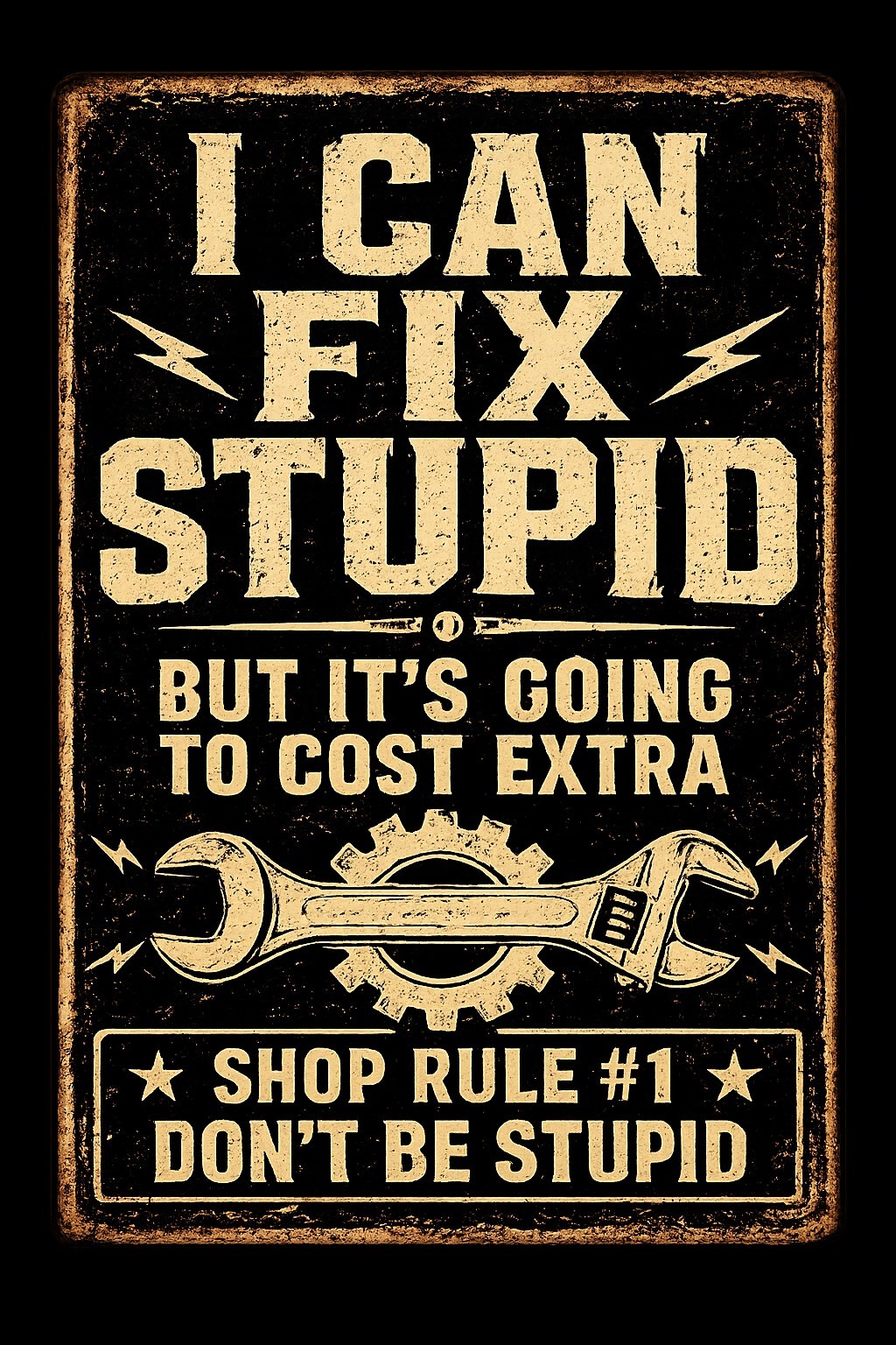 I Can Fix Stupid Sign Funny Mechanic Garage Workshop Aluminum Wall Decor 8×12