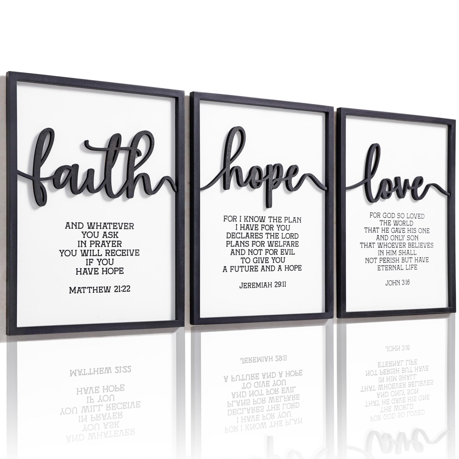 3D Wood Faith Hope Love Wall Decor, Christian Wall Art Bible Verses Wall Deco…