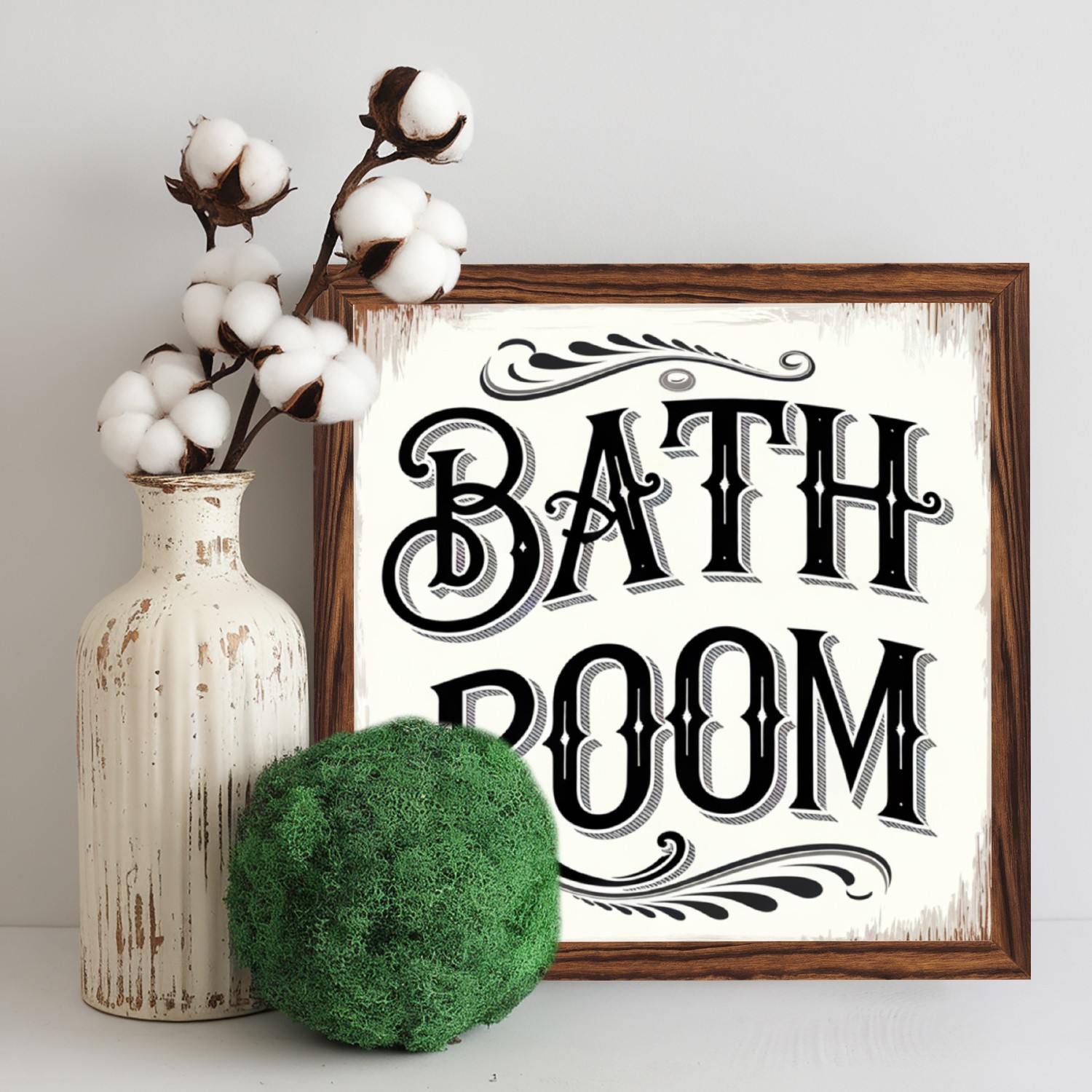 2D Bath Room Wood Framed Sign Bathroom Decor Signs Gift Hot Tub Wall Decoration