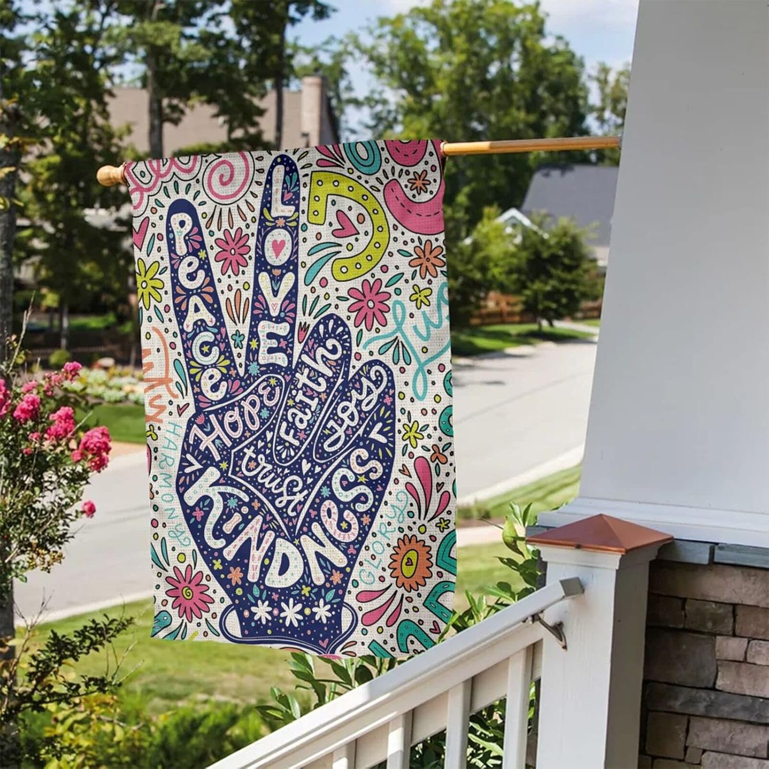 Kindness Peace Equality Love Inclusion Hope Diversity Flower Colorful Sign Burla