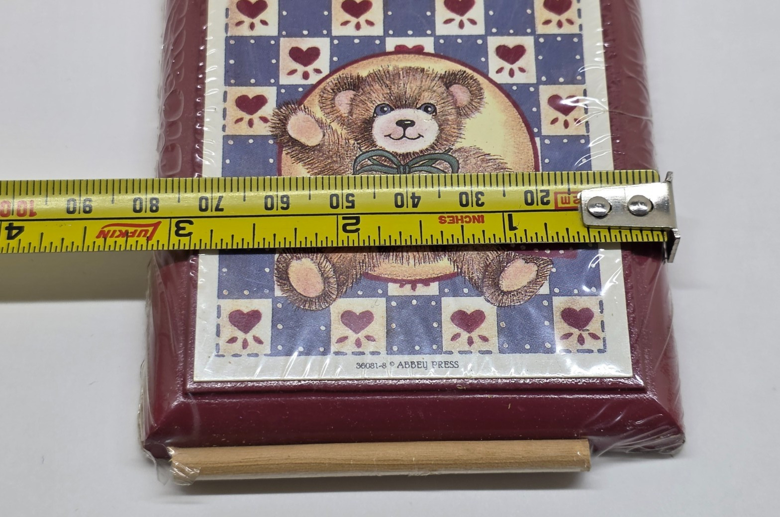 VTG Love Bears All Things 1 Cor 13:7 Teddy Bear Heart Mini Plaque Picture Abbey