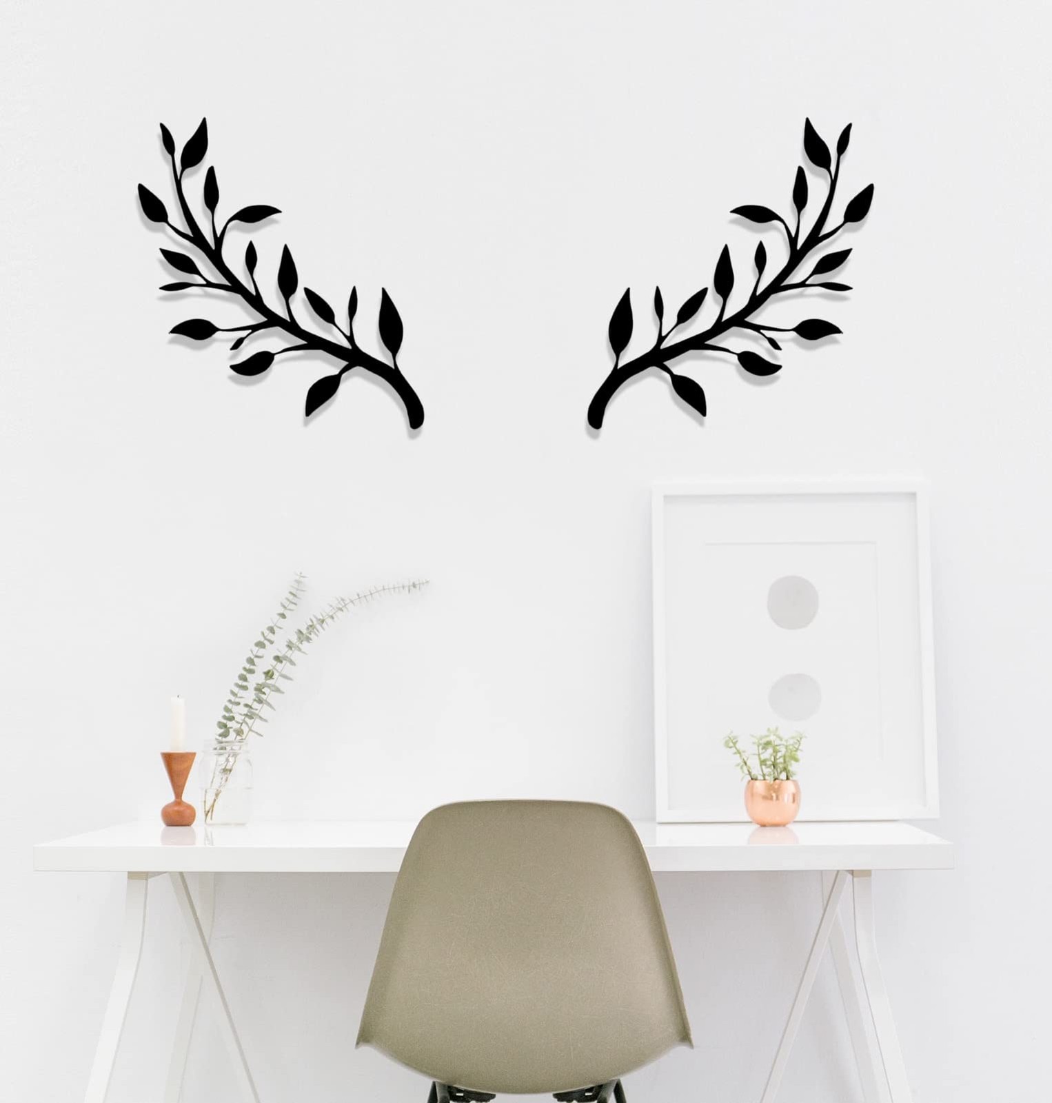 Yuzhuo 2 Pieces Metal Tree Leaf Wall Décor Branch Leaf Wall Art for Indoor Ou…
