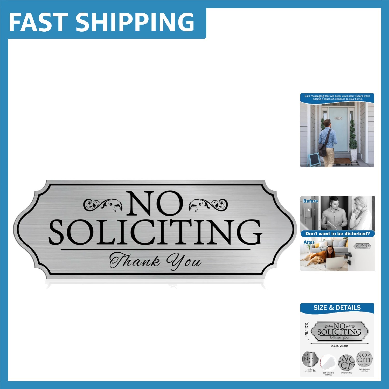 High-Quality No Soliciting Sign Sticker – 9in Vinyl for Home & Business Use