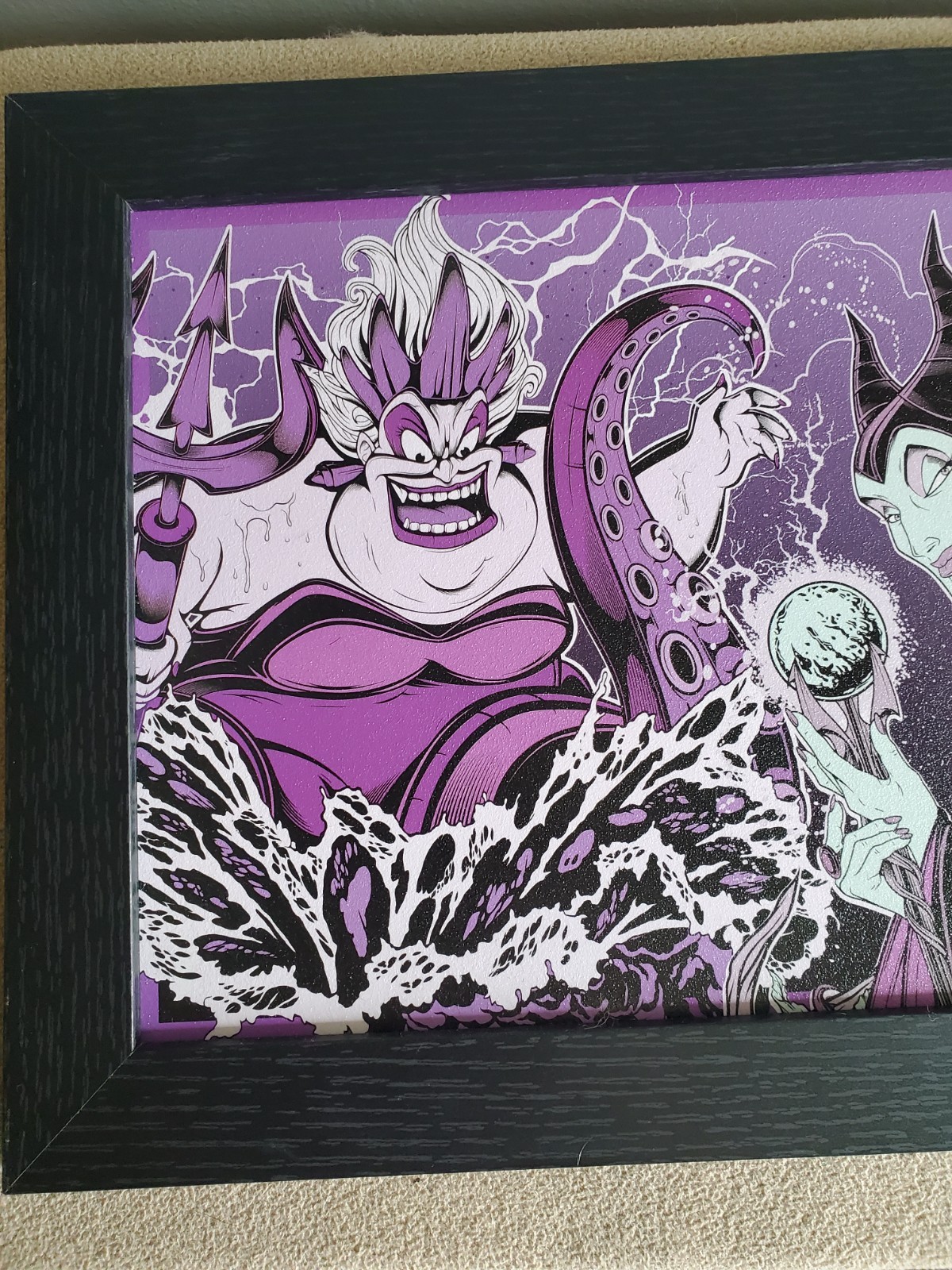 Disney Villains Maleficent Ursula Grimhilde Hanging Framed Wall Decor Purple