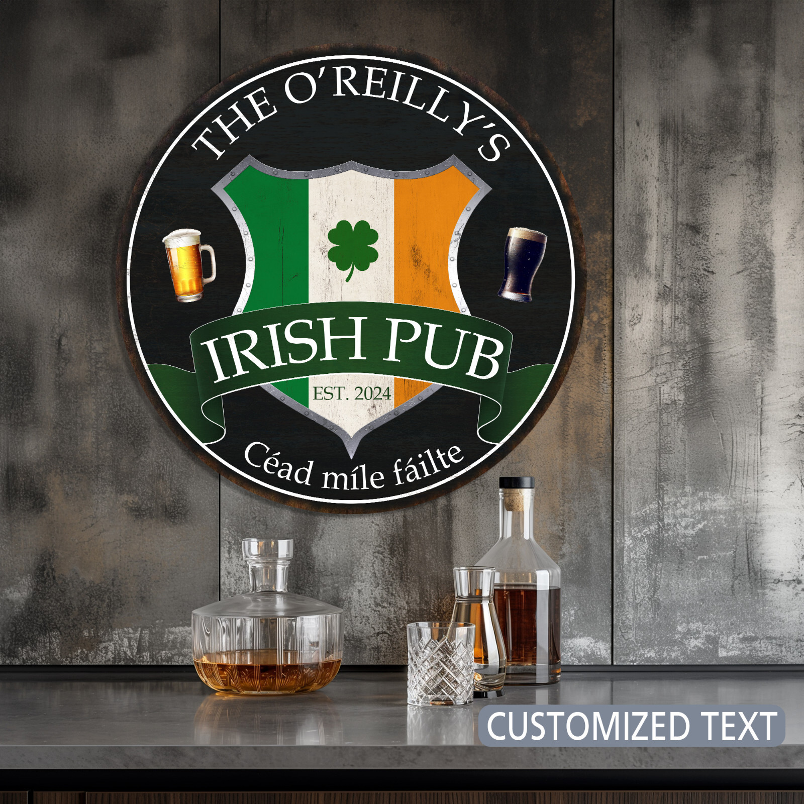 Personalized Irish Pub Sign, St Patrick’s Day Decor, Irish Decor Custom Bar Sign