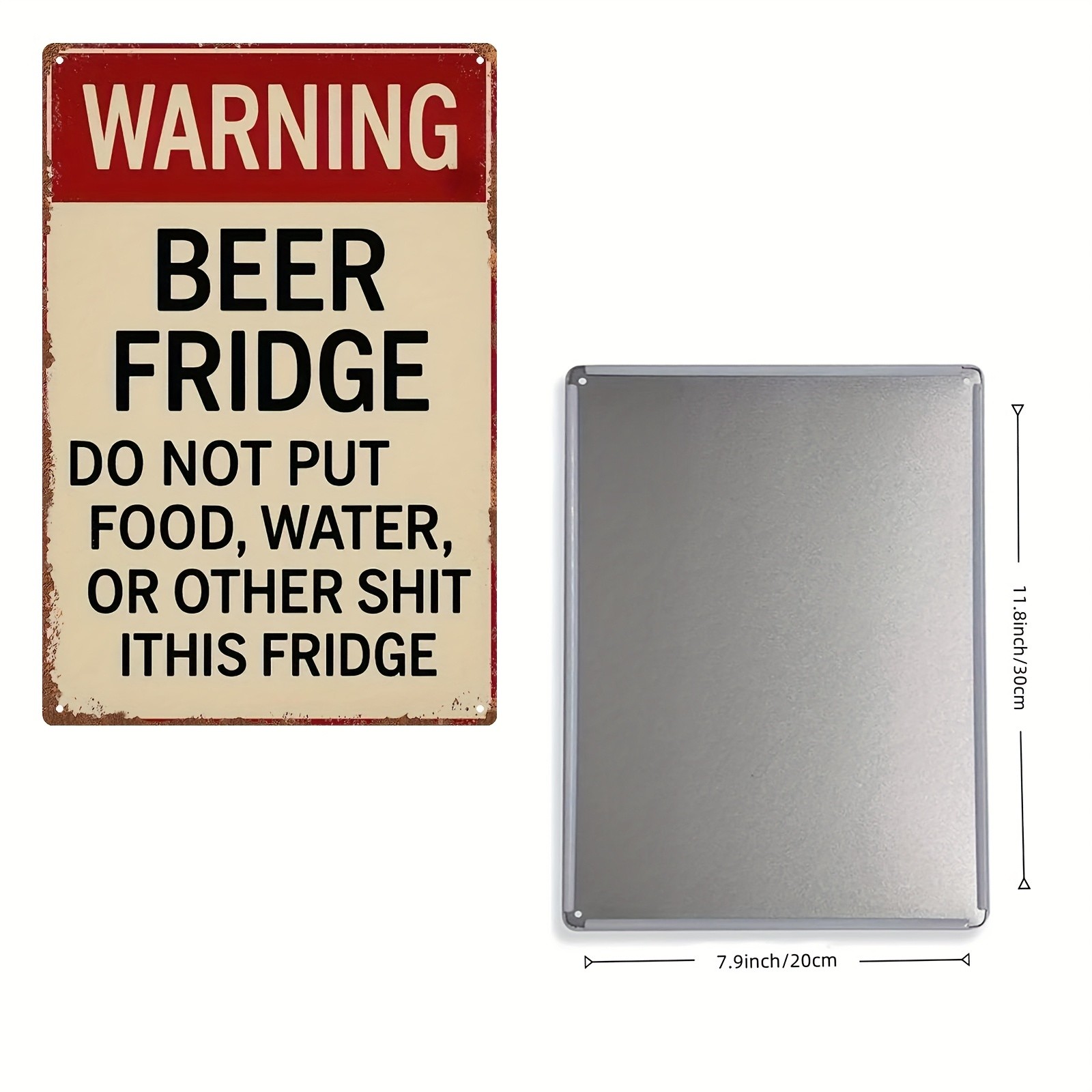 Warning Beer Fridge Only Metal Sign Funny Humor Wall Decor for Man Cave & Bar