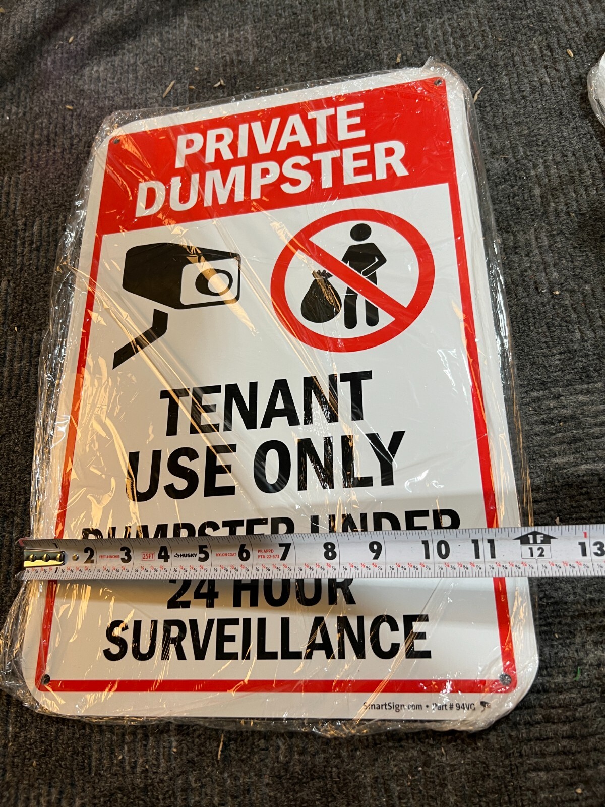 (QTY 2) SmartSign Private Dumpster Tenant Use Only Dumpster Under Surveillance