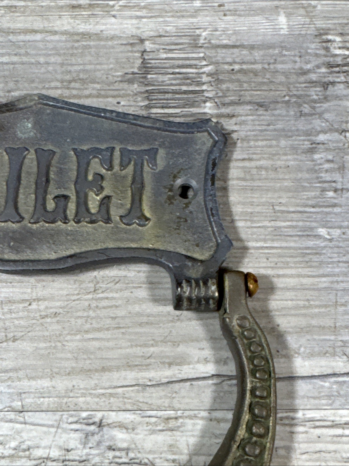 Antique Brass Toilet Door Sign Knocker Bathroom RARE HARD TO FIND