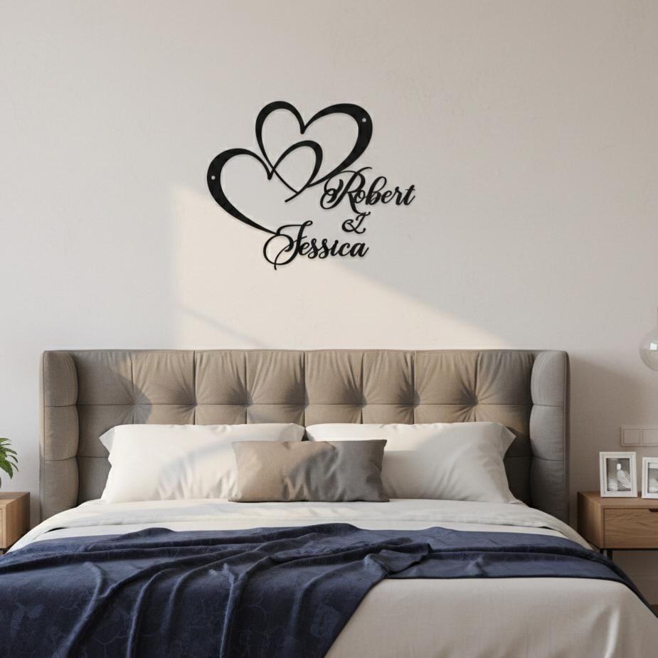 Custom Infinity Heart Name Metal Sign Personalized Couple Decor